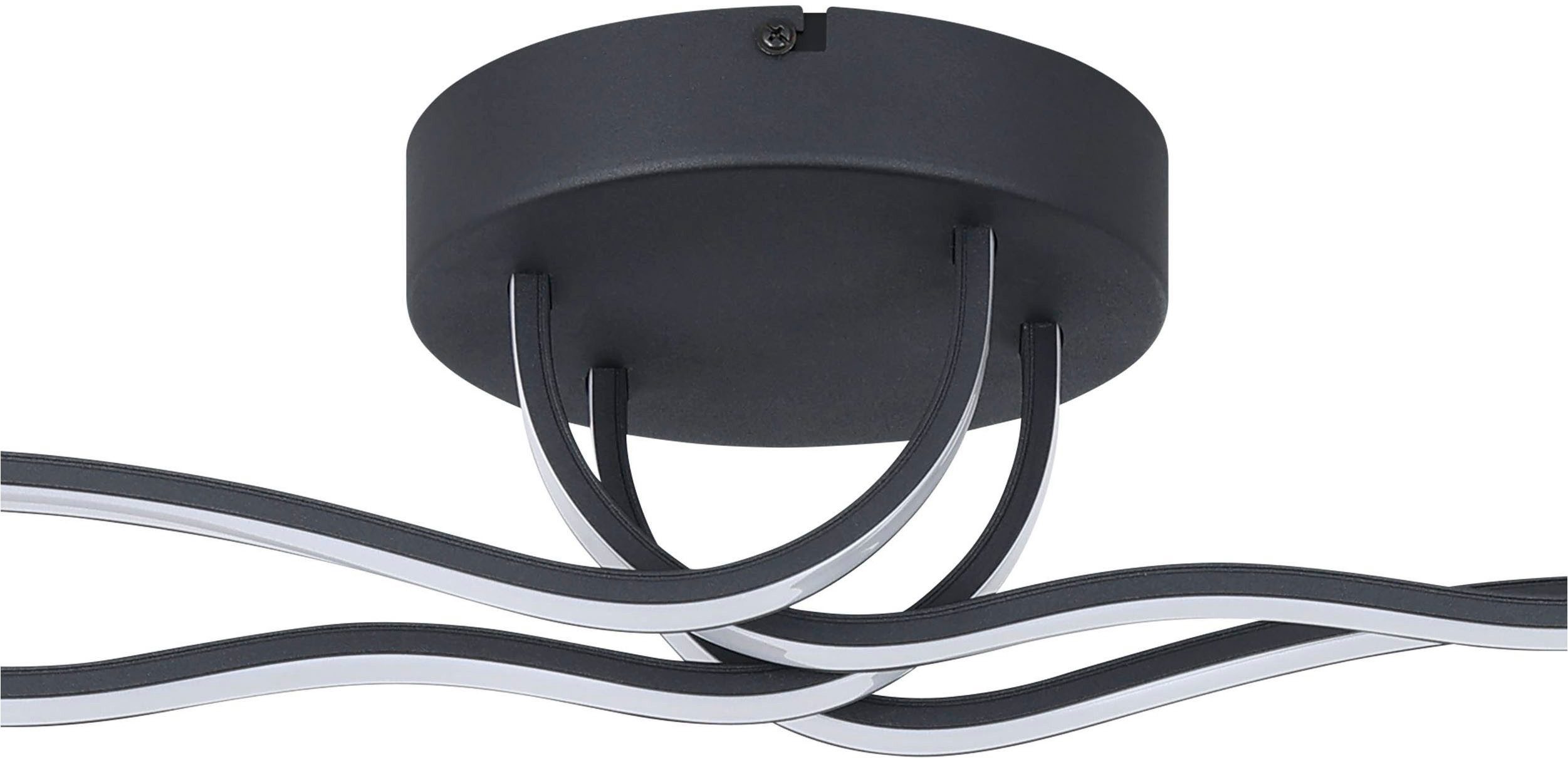 EGLO Deckenleuchte Roncade 1 Deckenlampe, Küchenlampe aus Aluminium, Stahl und Kunststoff, LED fest integriert, Warmweiß, Wand-/Deckenleuchte - L116 x B18 x H11,5 cm - schwarz - 37W inkl.