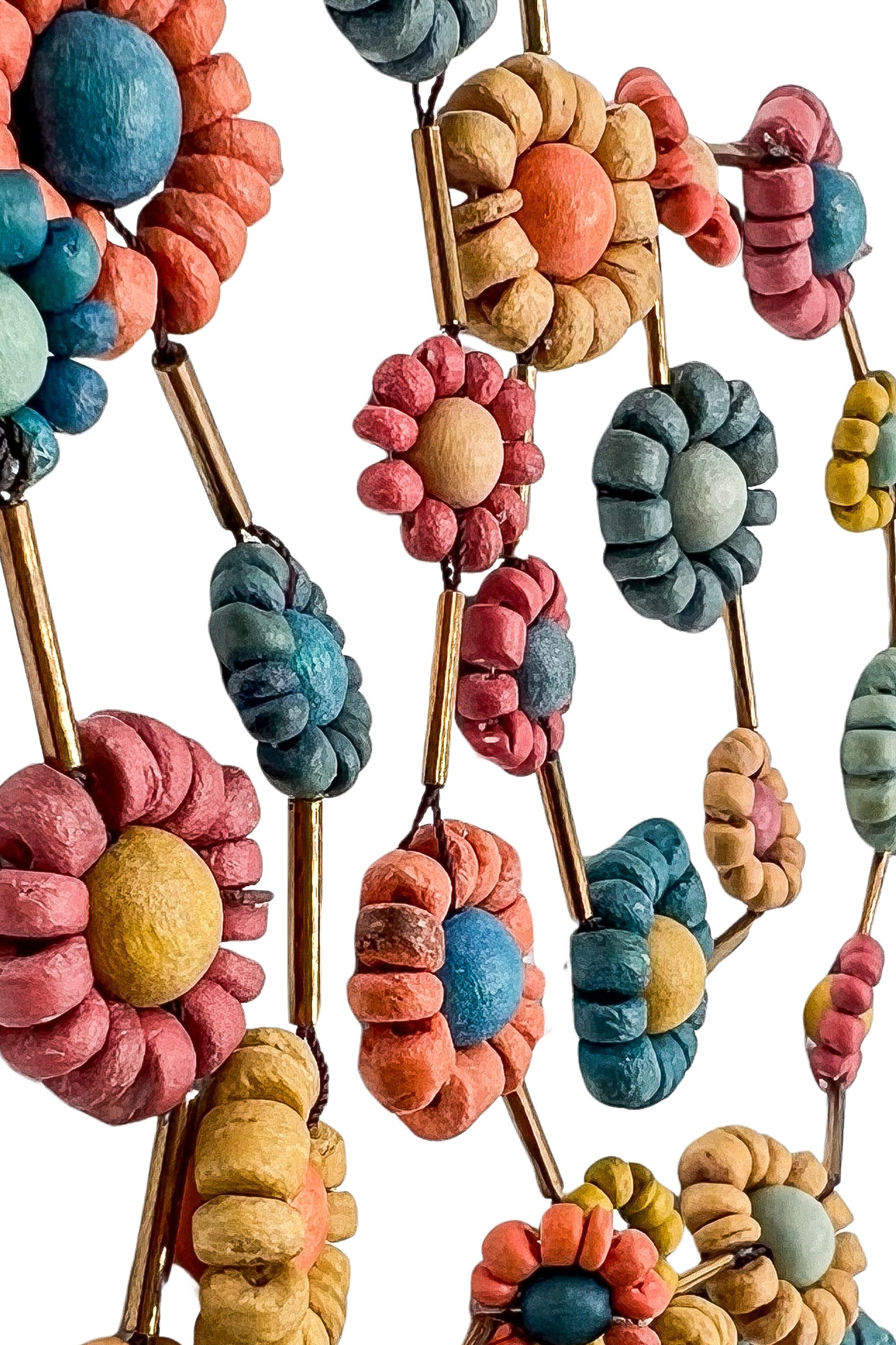 COLLEZIONE ALESSANDRO Lange Kette Blume, Blumen, geformt aus kleinen Holzperlen