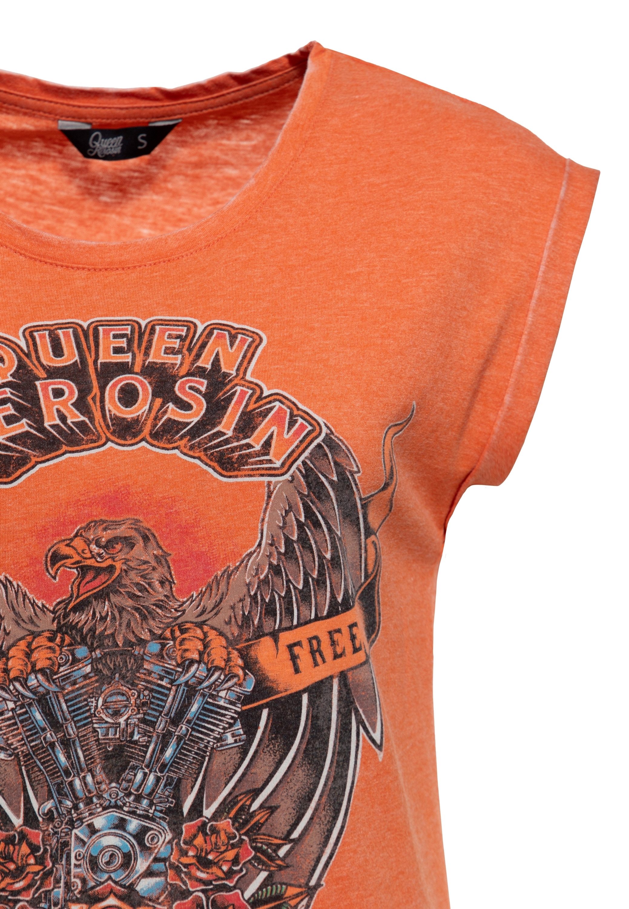QueenKerosin Print-Shirt Wild & Free (1-tlg) im Vintage-Look