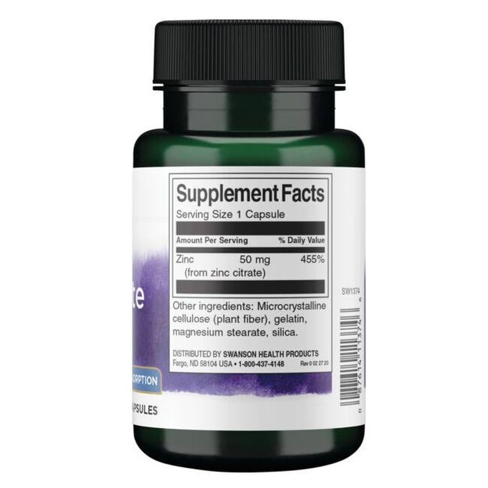 Swanson Health Products Swanson Zinc Citrate 50 mg - 60 Kapseln Kapseln