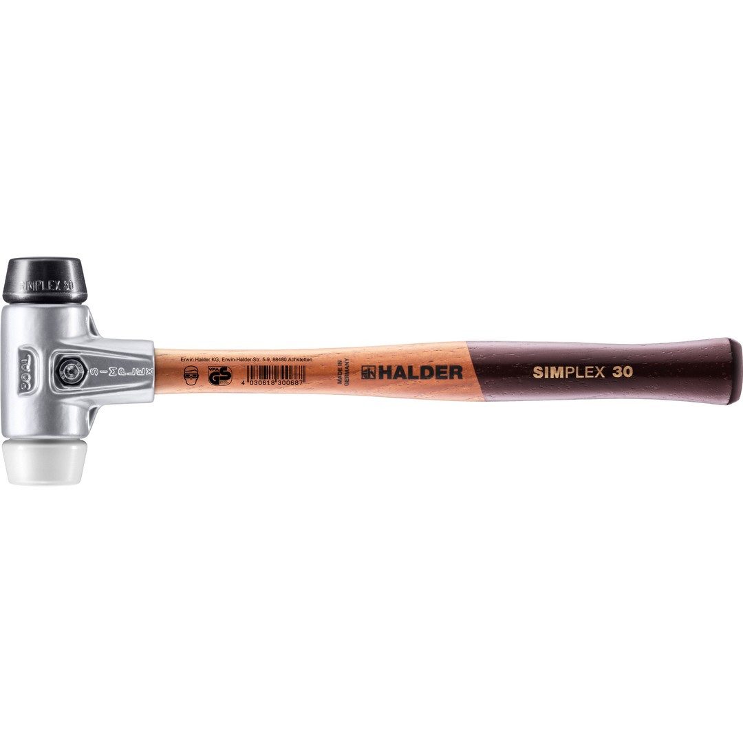 Gummihammer HALDER SIMPLEX Schonhammer Ø 30 mm Gummi / Superplastik mit Aluminiumg