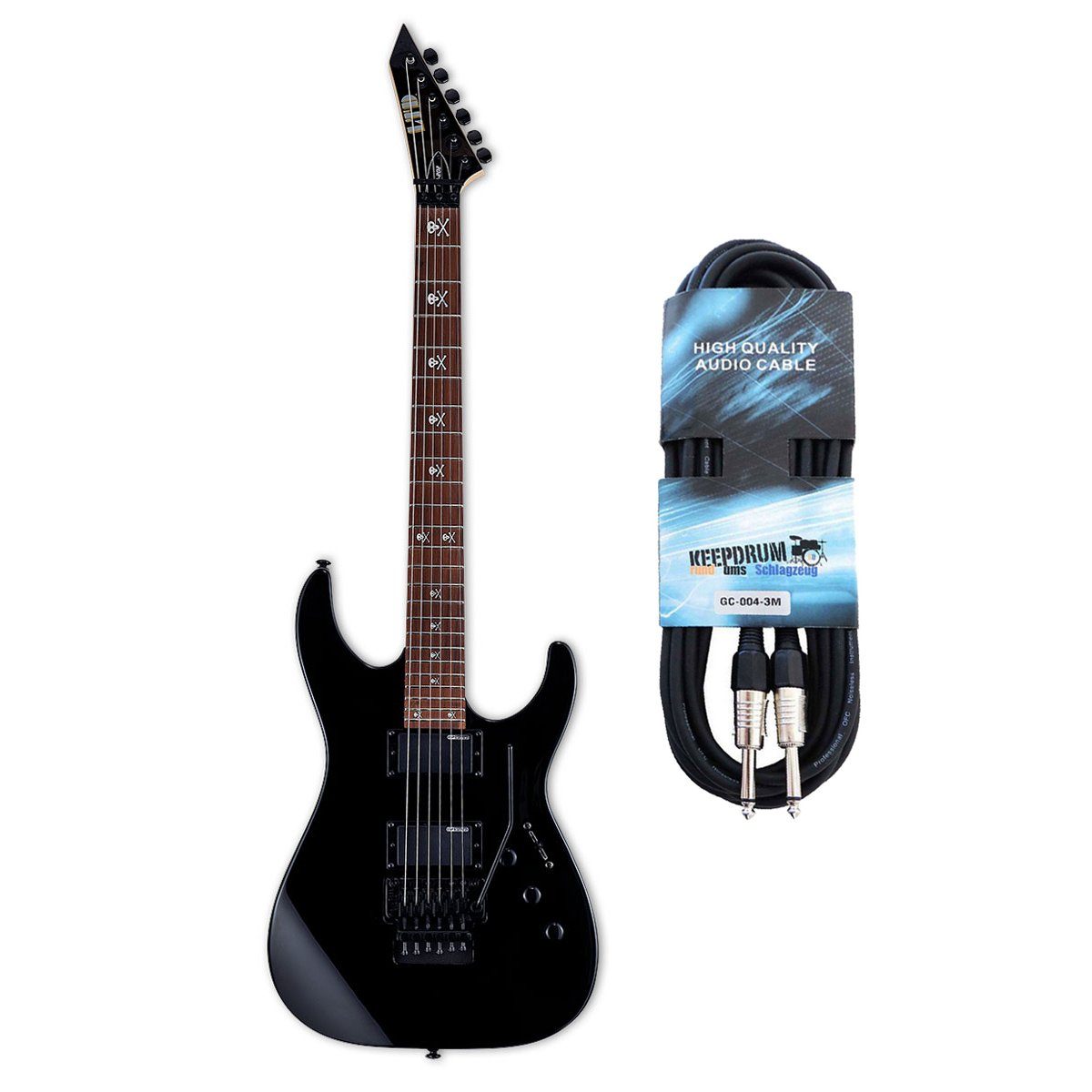 ESP E-Gitarre ESP LTD KH-202 BLK E-Gitarre Kirk Hammett mit Kabel