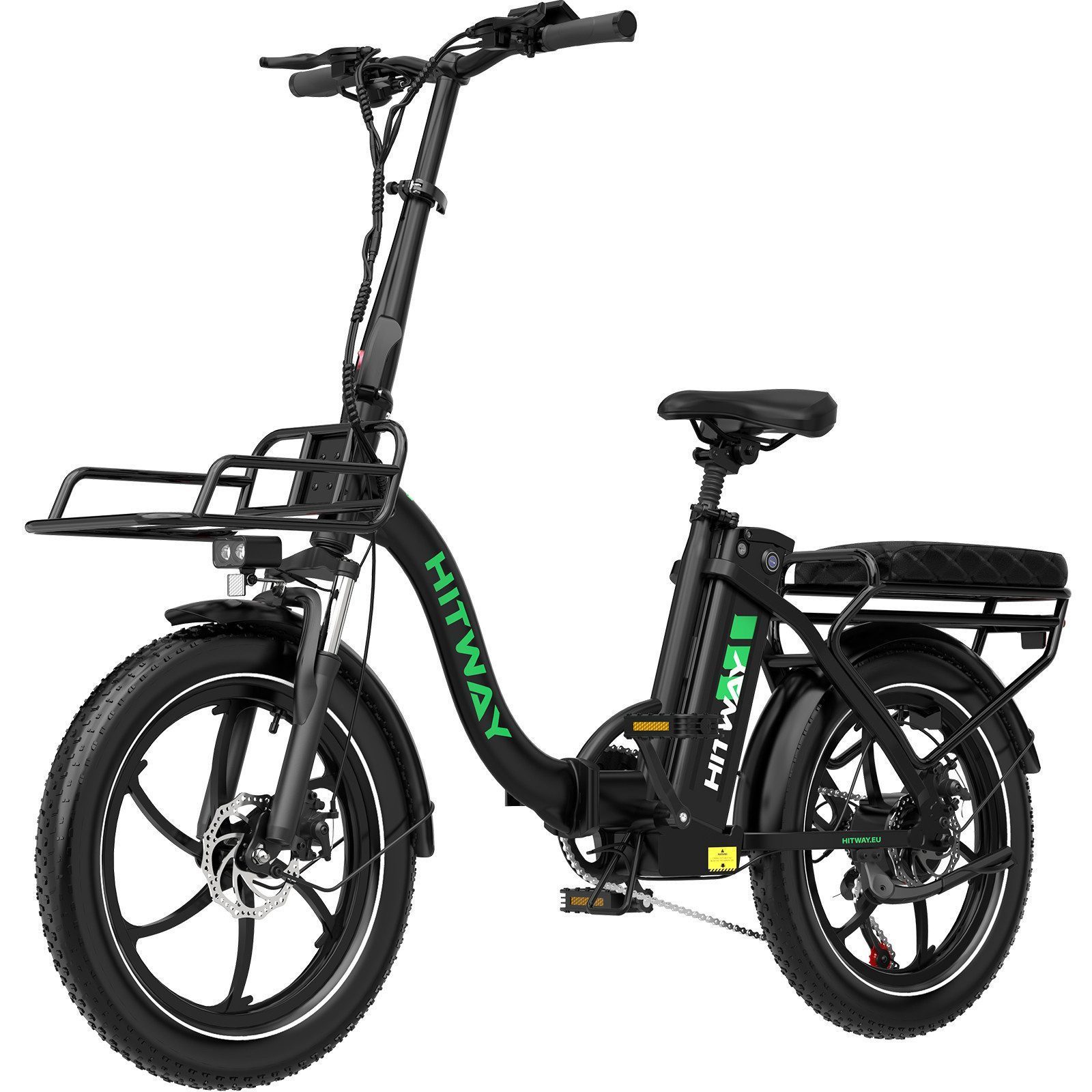 HITWAY E-Bike Cityrad 20*3,0 Zoll Elektrofahrrad 36V15,6Ah Akku bis zu 150km Reichweite, Shimano Schaltwerk, Heckmotor, 561,6 Wh, (mit Akku-Schlüssel, Schloss, mit Akku Ladegerät, mit Werkzeug), Klappfahrrad E Mountainbike für Damen u. Herren