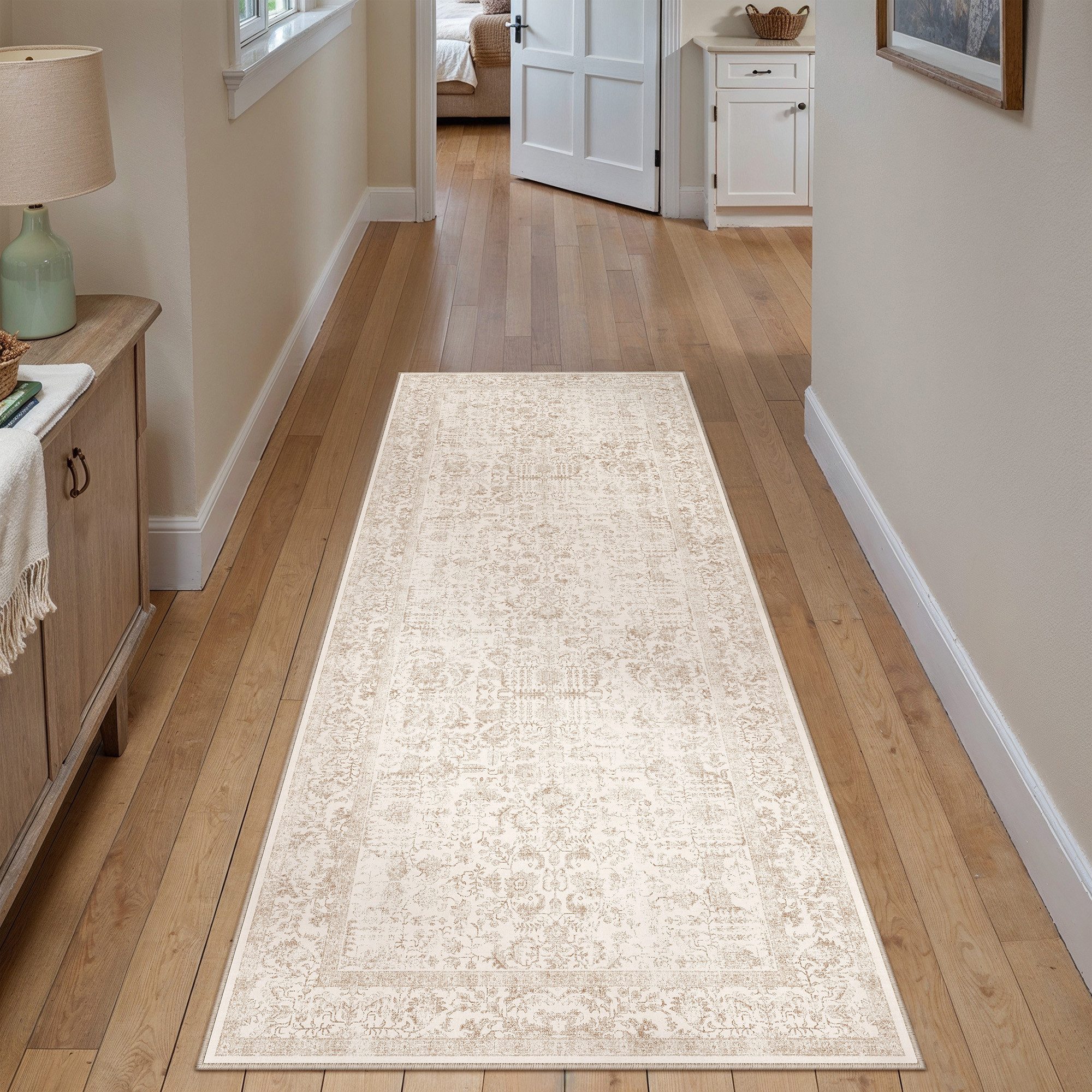 PURECOZY Teppich kurzflor, Wohnzimmerteppich, rutschfester Teppich, Vintage-Stil, rechteckig, Höhe: 6.1 mm, geeignet für verschiedene Innenräume, 180x60cm