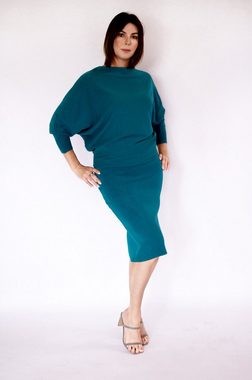MonCaprise by Clothè Fledermauspullover Pullover mit Fledermausärmeln One Size 34 - 36 grün mit U-Ausschnitt