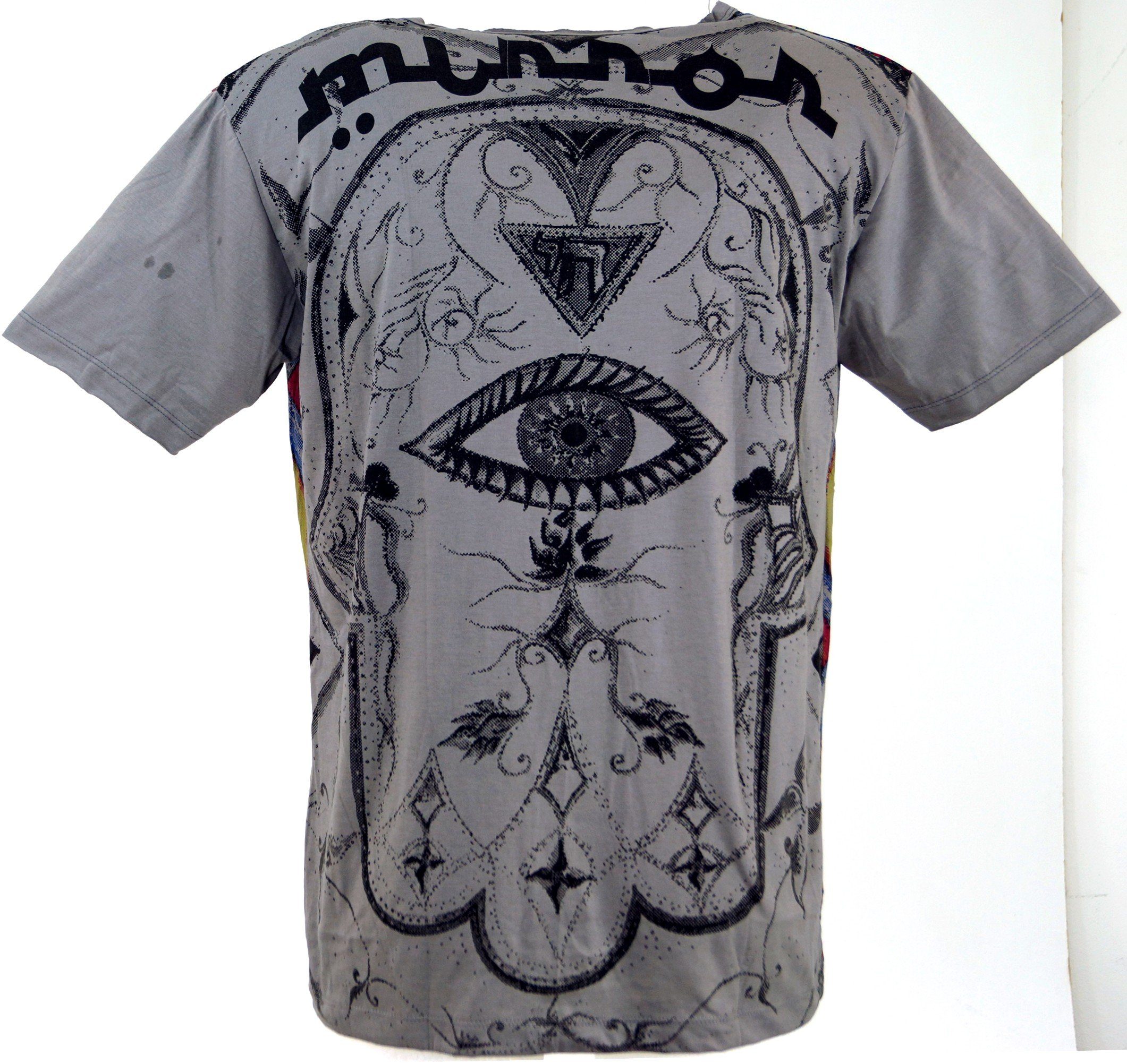 Guru-Shop T-Shirt Mirror T-Shirt - Style, Drittes grau alternative Festival, Auge Auge / grau Goa Drittes Bekleidung