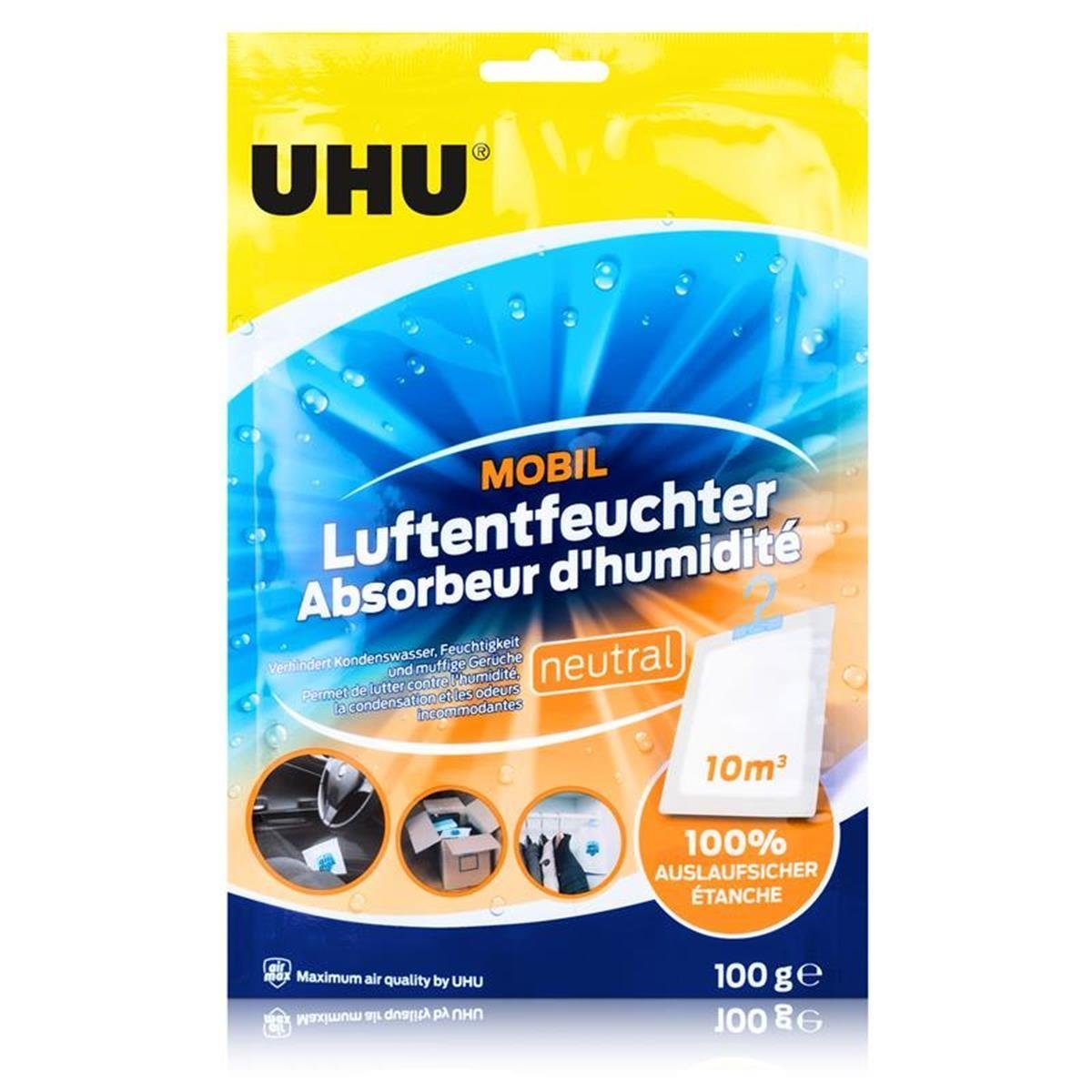 UHU Luftentfeuchter UHU Air max Luftentfeuchter mobil mit Auslaufschutz für Auto, Wohnwage
