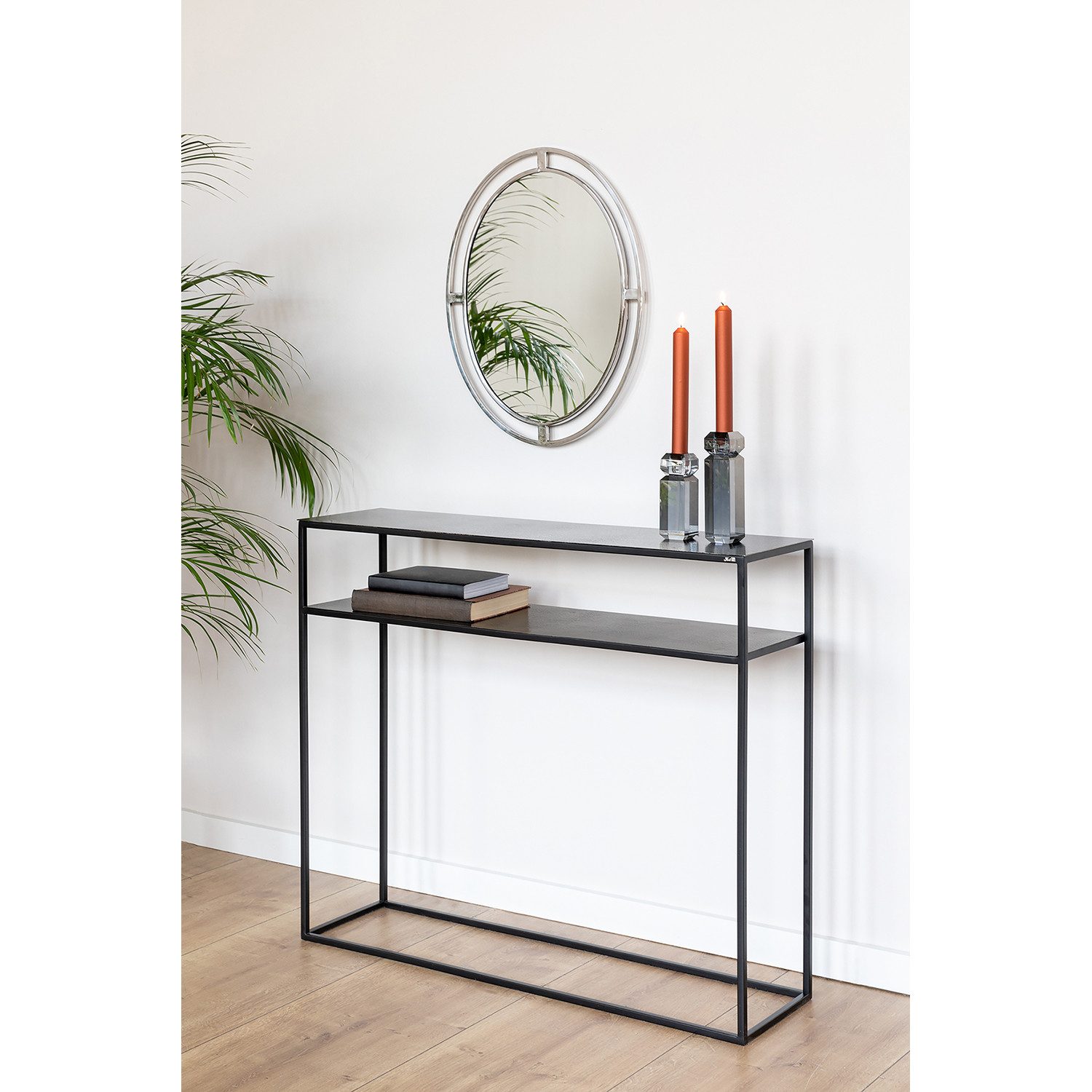 Fink Konsolentisch PHILIPE Konsoltisch - H.80cm x B.95cm - schwarz - Edelstahl - Deko (Ablagetisch - Dekotisch), Multifunktionaler Beistelltisch/Schminktisch/Wandtisch/Sideboard