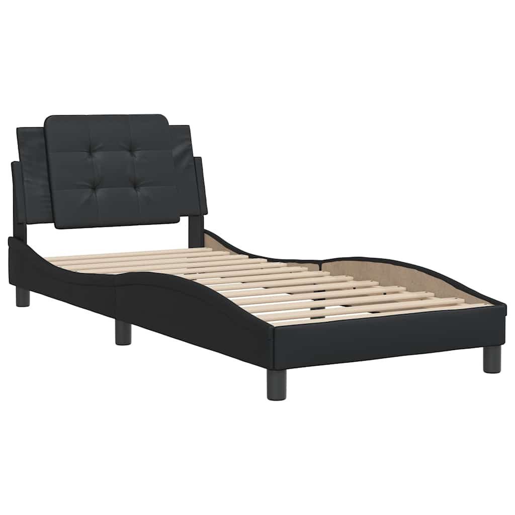 Bett Bettgestell ohne Matratze "Zadar" Schwarz 80x200 cm Kunstleder