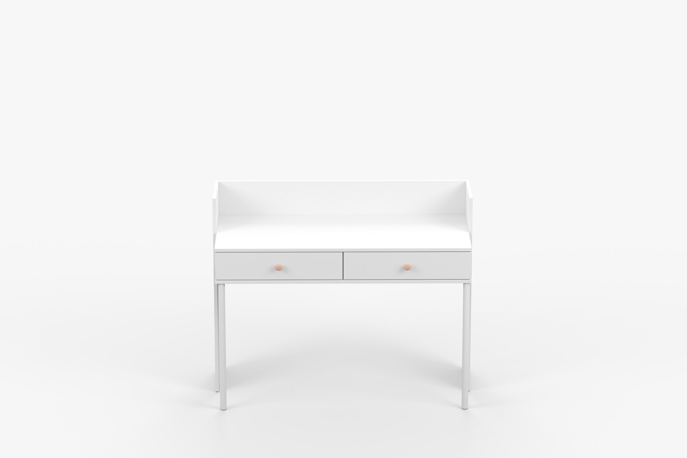 Deine Möbel 24 Schminktisch OSCAR Schreibtisch 120 cm breit mit 2 Schubladen (Set, 2-St., ganz in Weiß / Cashmere, Griffe: Rosa / Anthrazit OSCAR-Kollektion), Kinderzimmer Jugendzimmer Jungenzimmer Mädchenzimmer