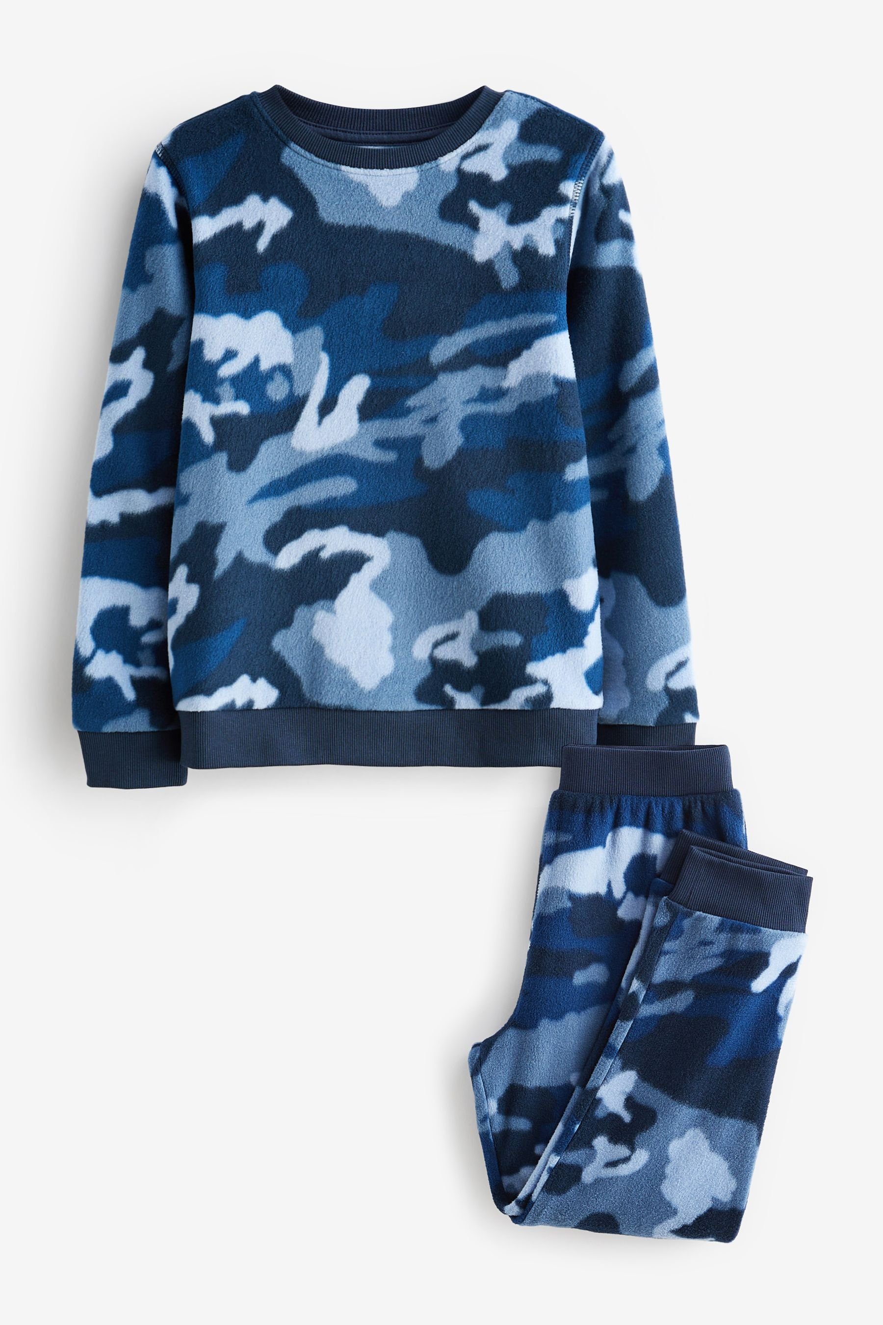 Next Pyjama Pyjamas aus Camouflage Elasthan Fleece weichem Blue tlg) (2 mit