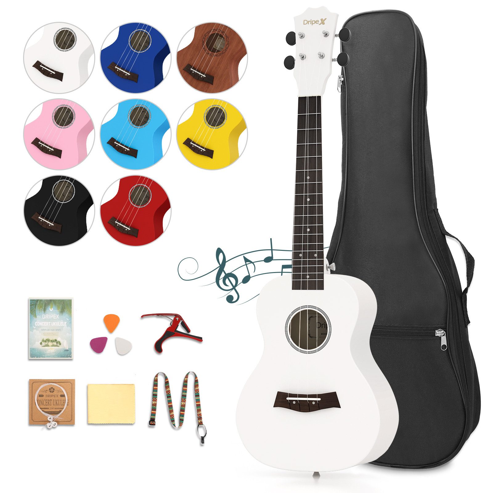 NAIMP Ukulele Kleine Gitarre 23 Zoll Konzert Ukulele Set