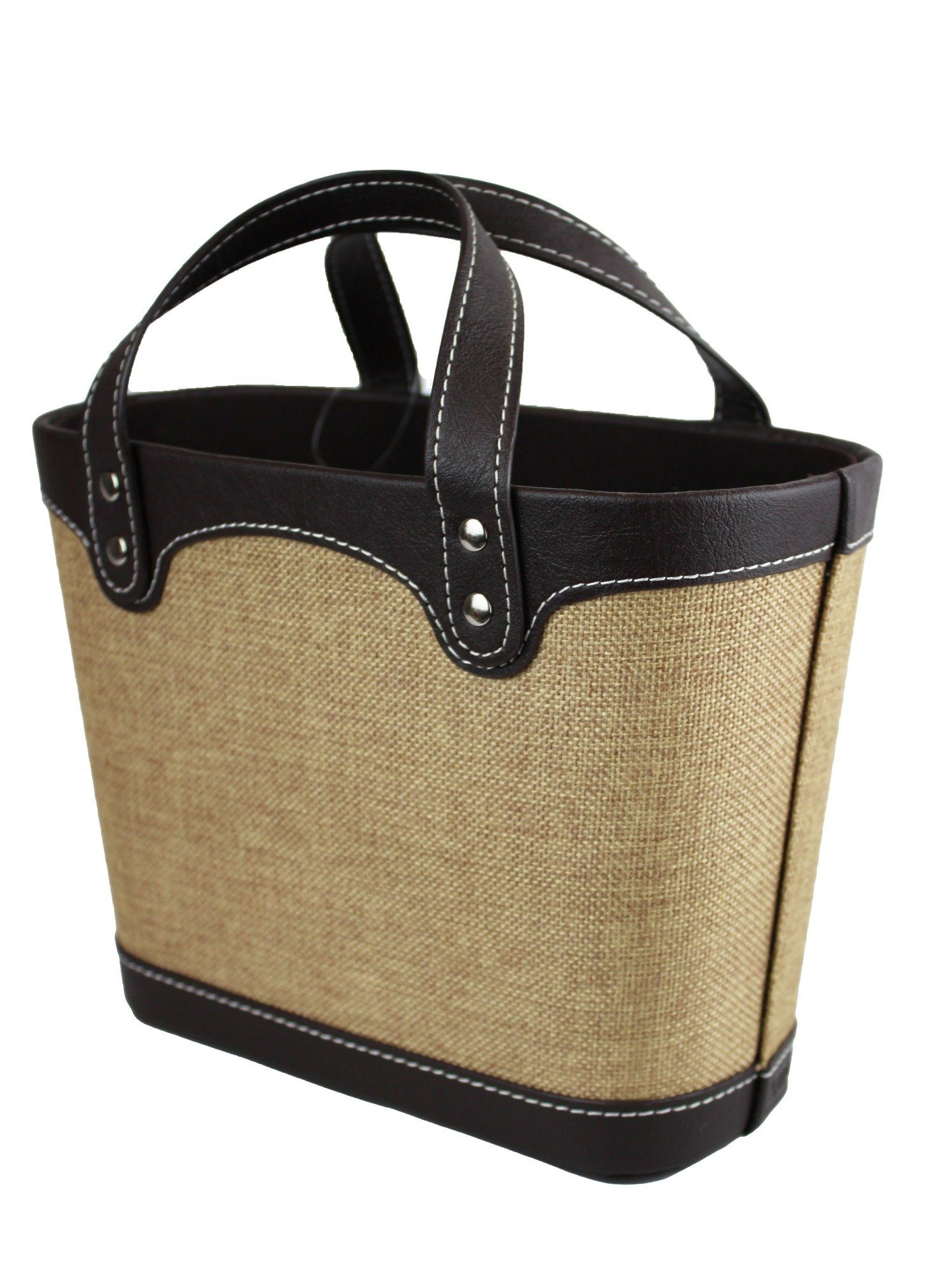 Signature Home Collection Dekokorb Dekokorb Geschenkkorb Kunstleder braun Stoff mit Henkel (1 Stück, 1x Dekokorb), handgefertigter Korb, auch für Ostern