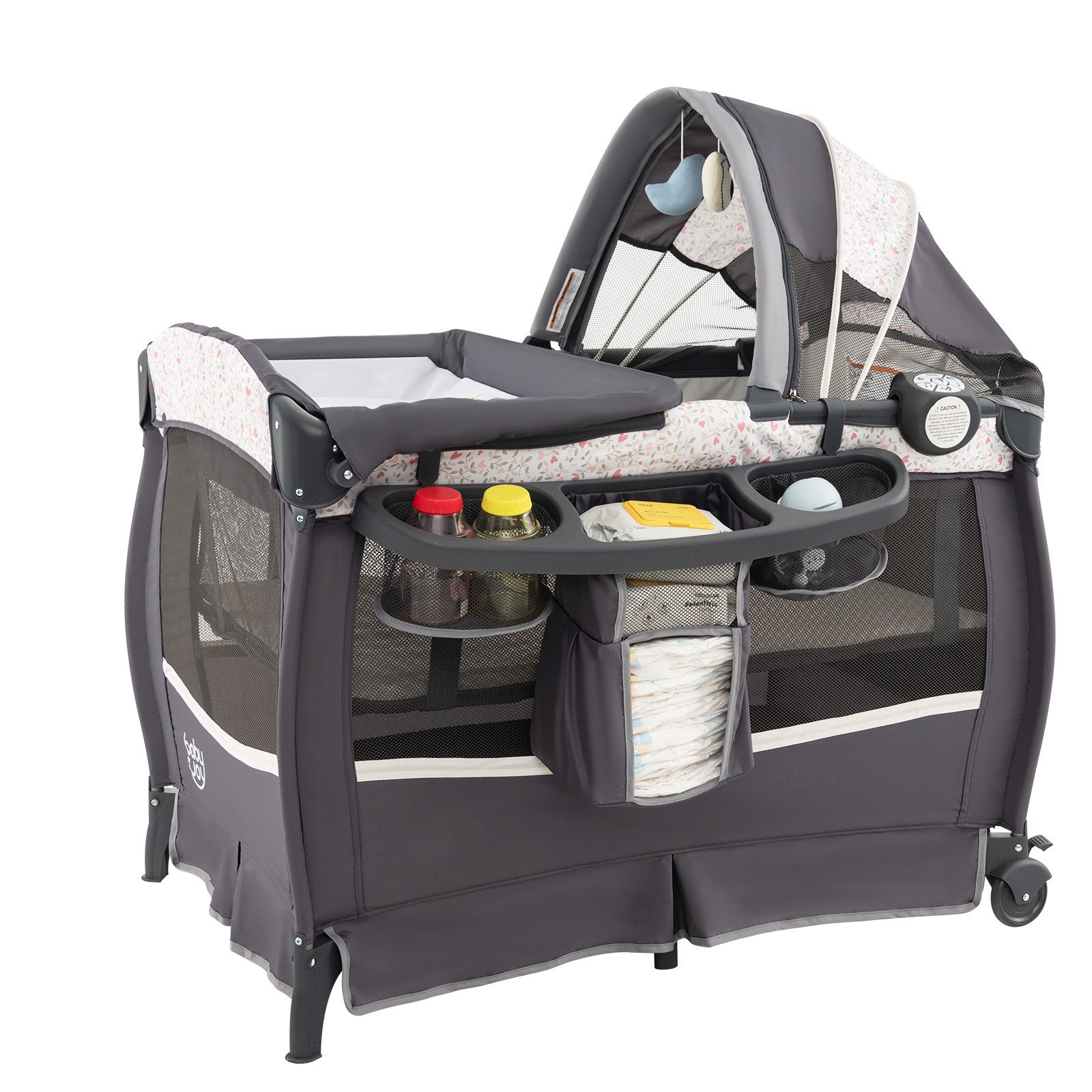 KOMFOTTEU Baby-Reisebett, 4 in 1 Babybett, mit verstellbarem Vordach, bis 1 günstig online kaufen