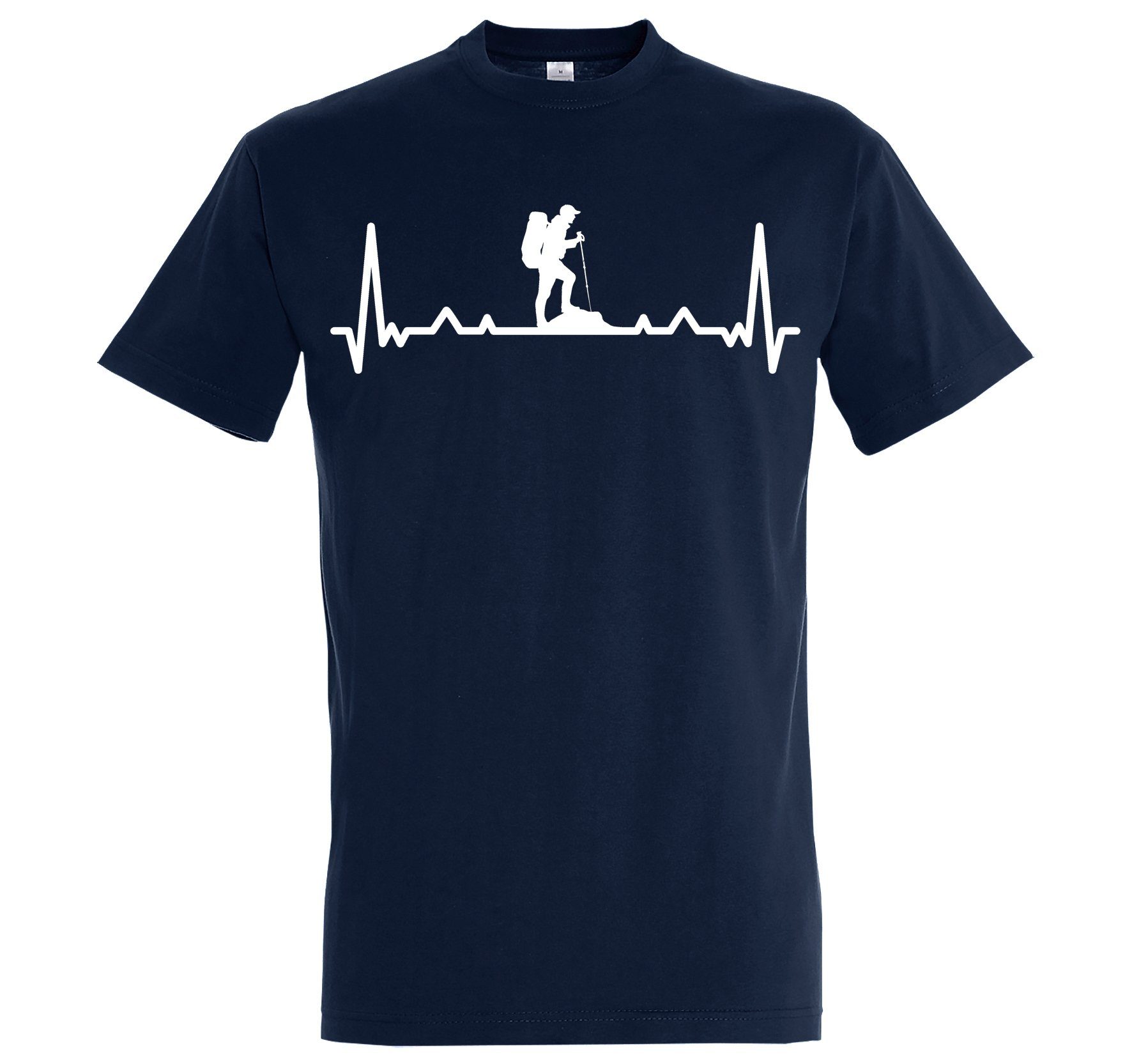 mit Frontdruck Navy Youth Heartbeat Trendigem T-Shirt Herren Designz Wandern T-Shirt