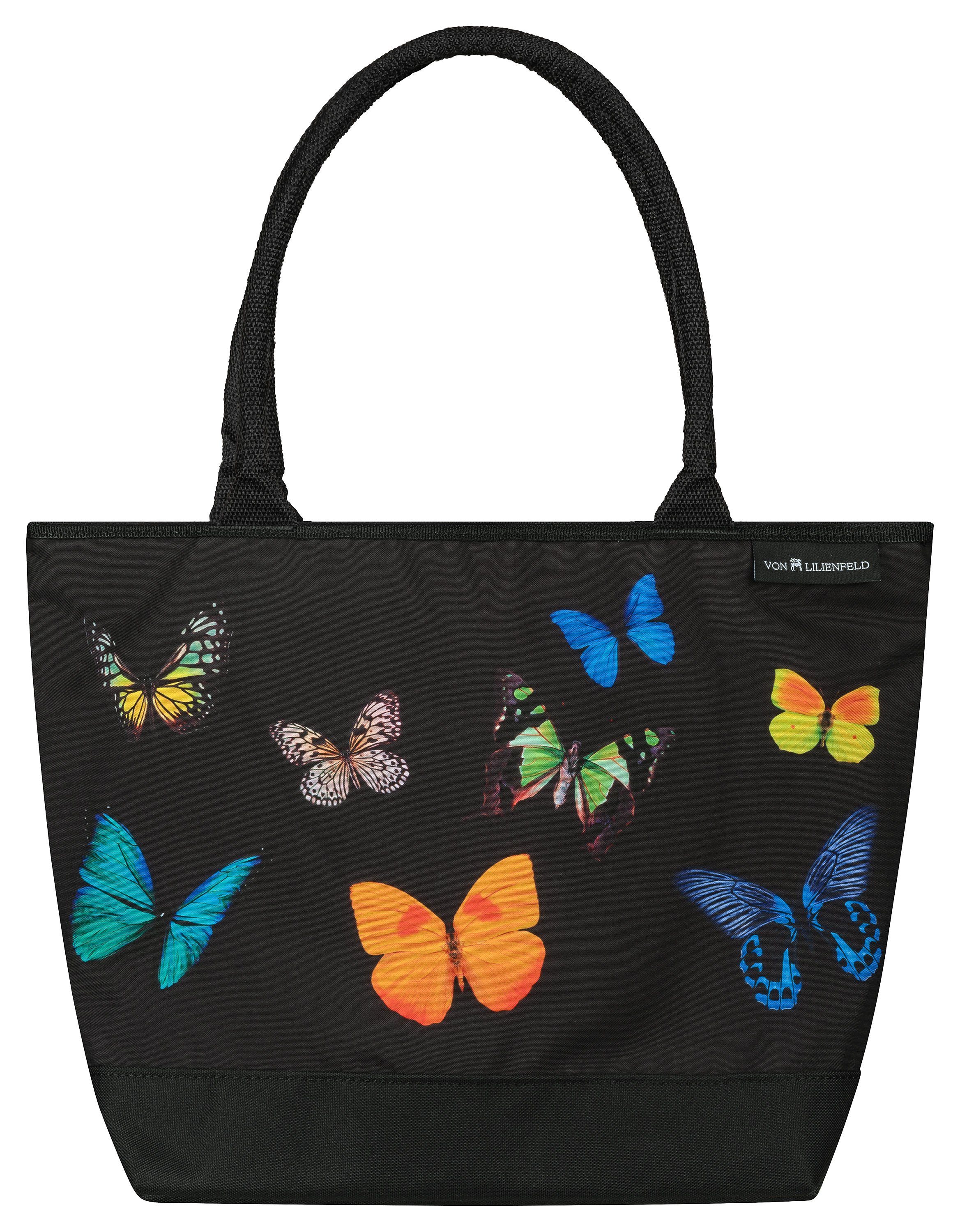 von Lilienfeld Handtasche VON LILIENFELD Handtasche Damen Motiv Butterfly Schmetterlinge Schmetterlingstanz Shopper Maße L42 x H30 x T15 cm Strandtasche Henkeltasche Büro
