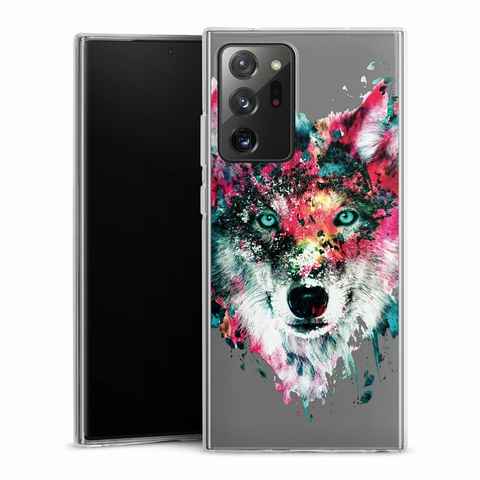 DeinDesign Handyhülle Riza Peker Wolf bunt Wolve ohne Hintergrund, Samsung Galaxy Note 20 Ultra 5G Silikon Hülle Bumper Case
