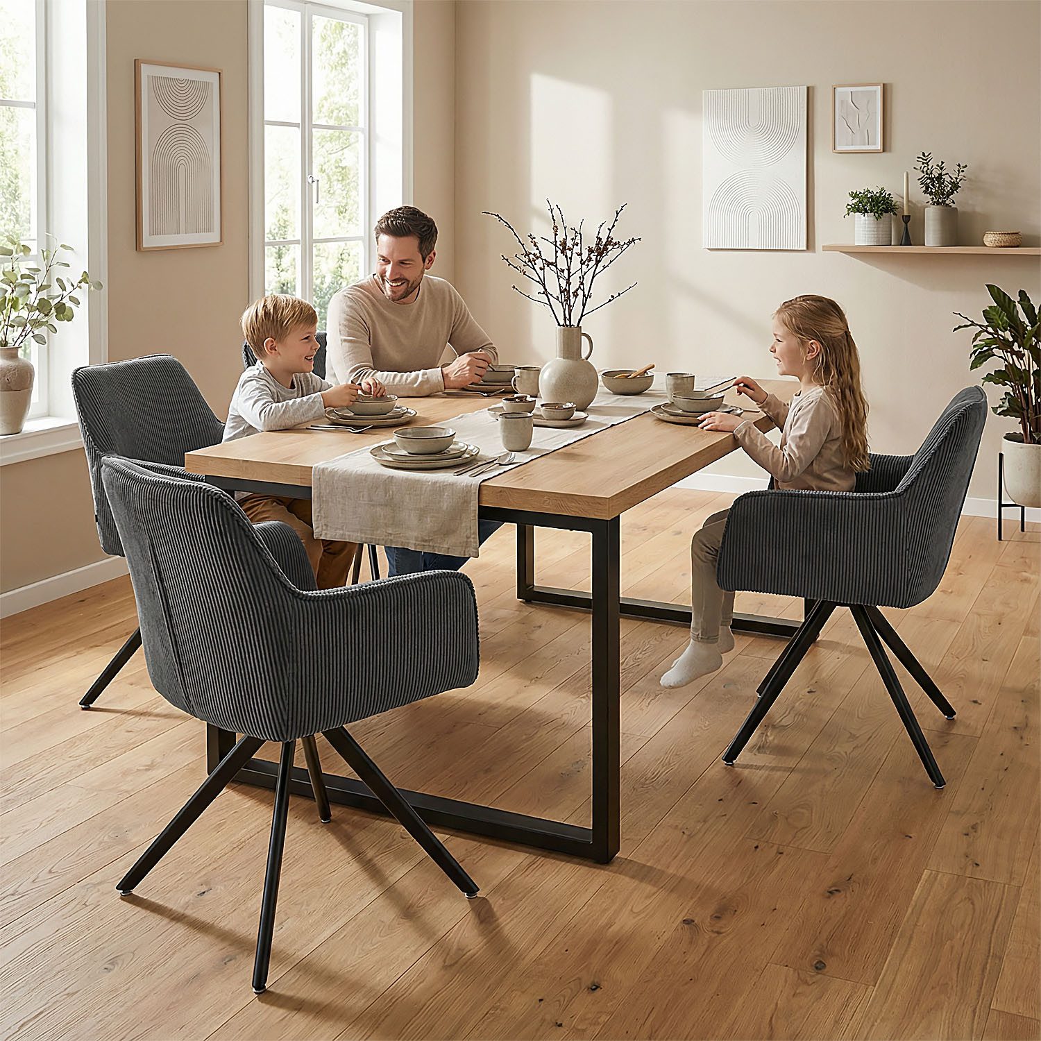 Homestyle4u Esstisch 160x90 Esszimmertisch Holztisch Küchentisch Eiche Schw günstig online kaufen