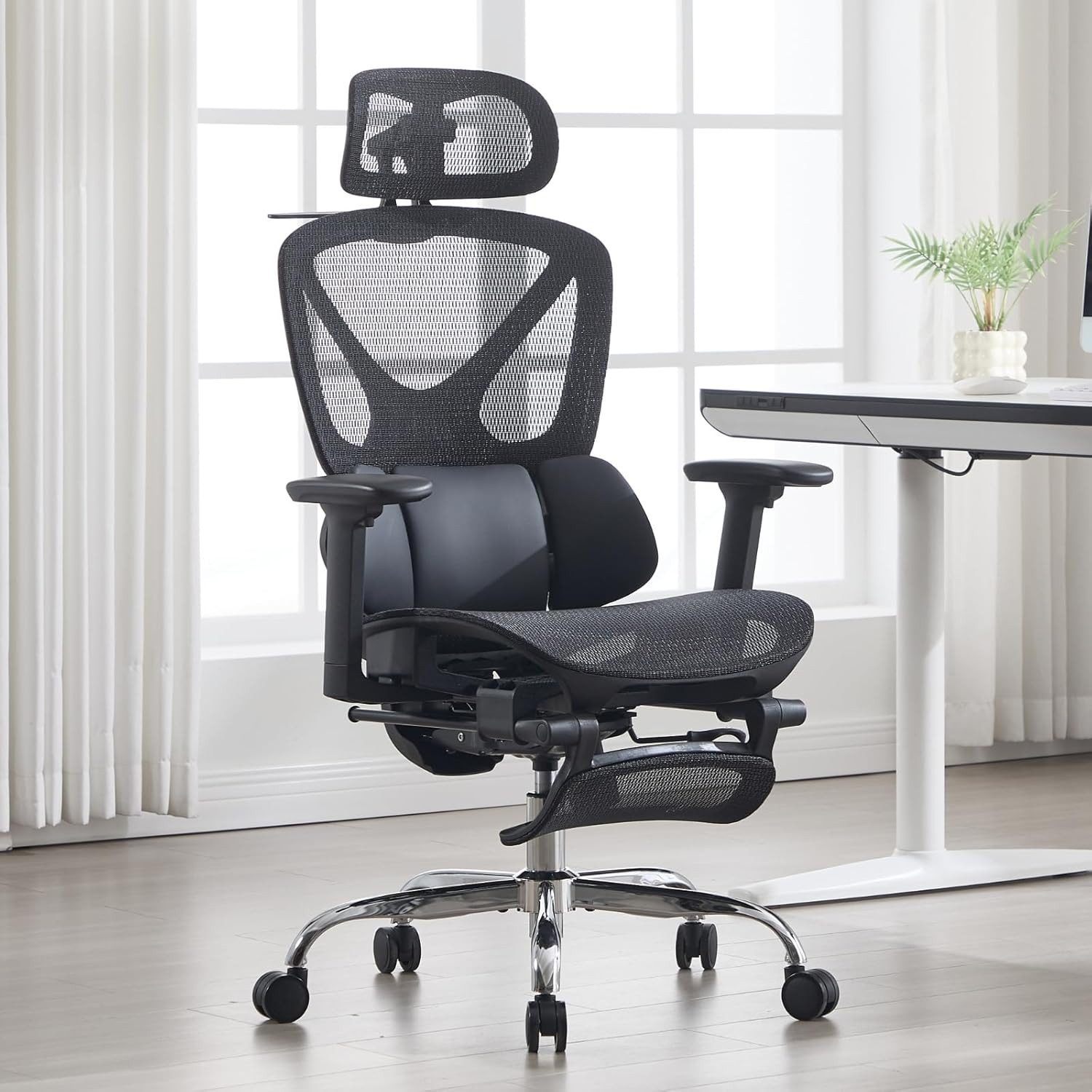 WAHSON OFFICE CHAIRS Bürostuhl Ergonom. Bürostuhl: Kopf-,Arm-,Lendenstütze,Fußstütze,90–135° Neigung