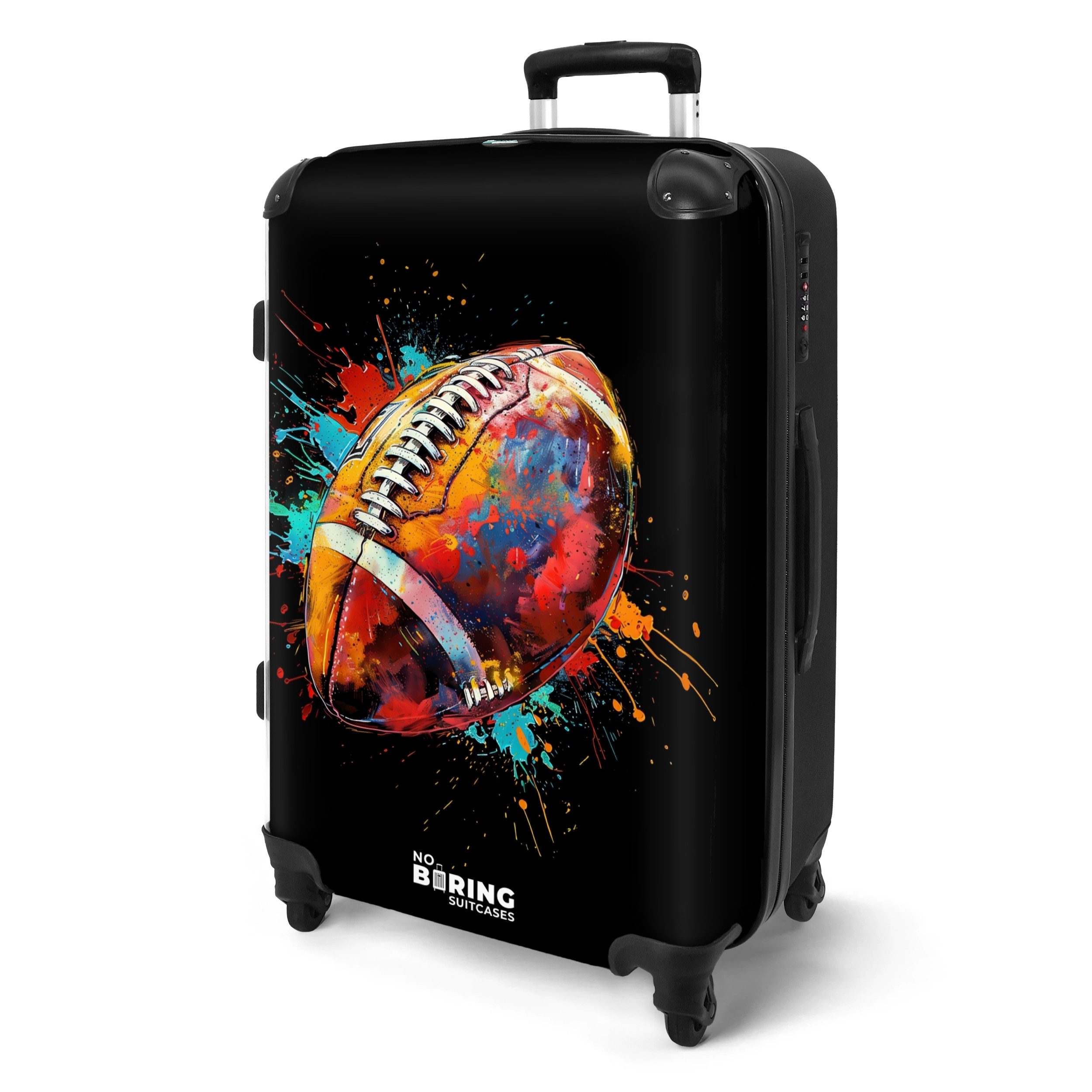 NoBoringSuitcases.com© Hartschalen-Trolley Rugbyball mit buntem Graffiti günstig online kaufen