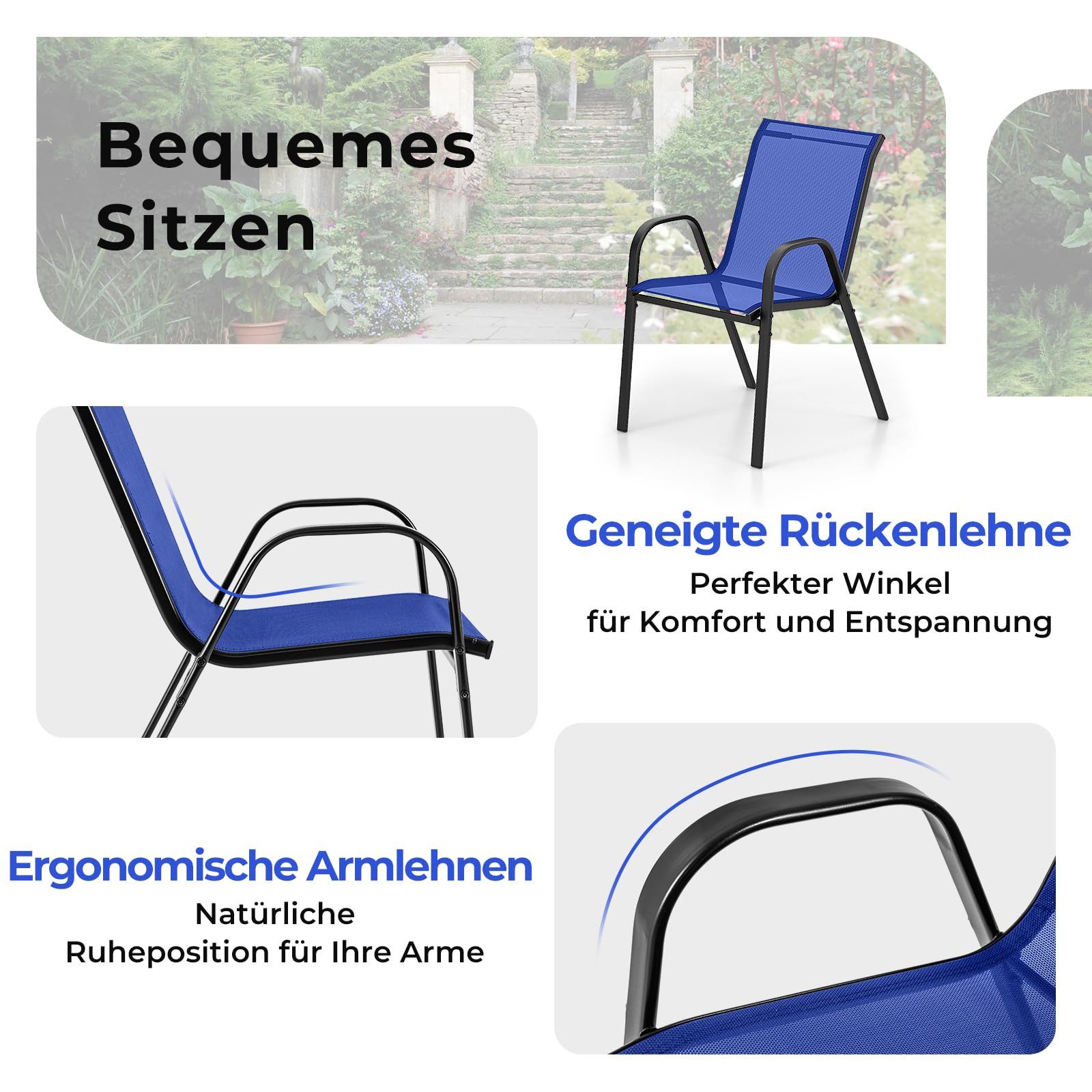 COSTWAY Balkonset 3 TLG. Sitzgruppe, mit 2 Stühle & 1 Tisch
