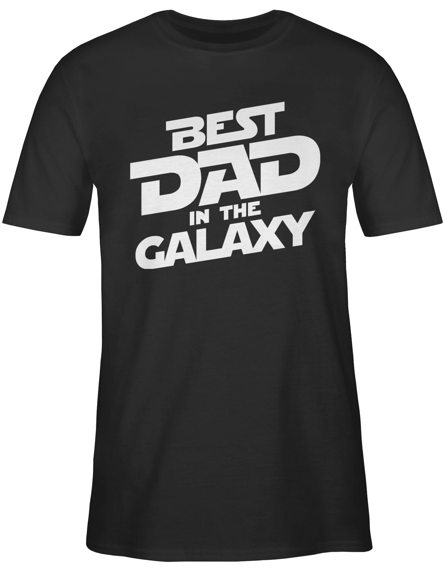 01 Best Schwarz the in Vatertag dad galaxy Papa Shirtracer Geschenk weiß für T-Shirt