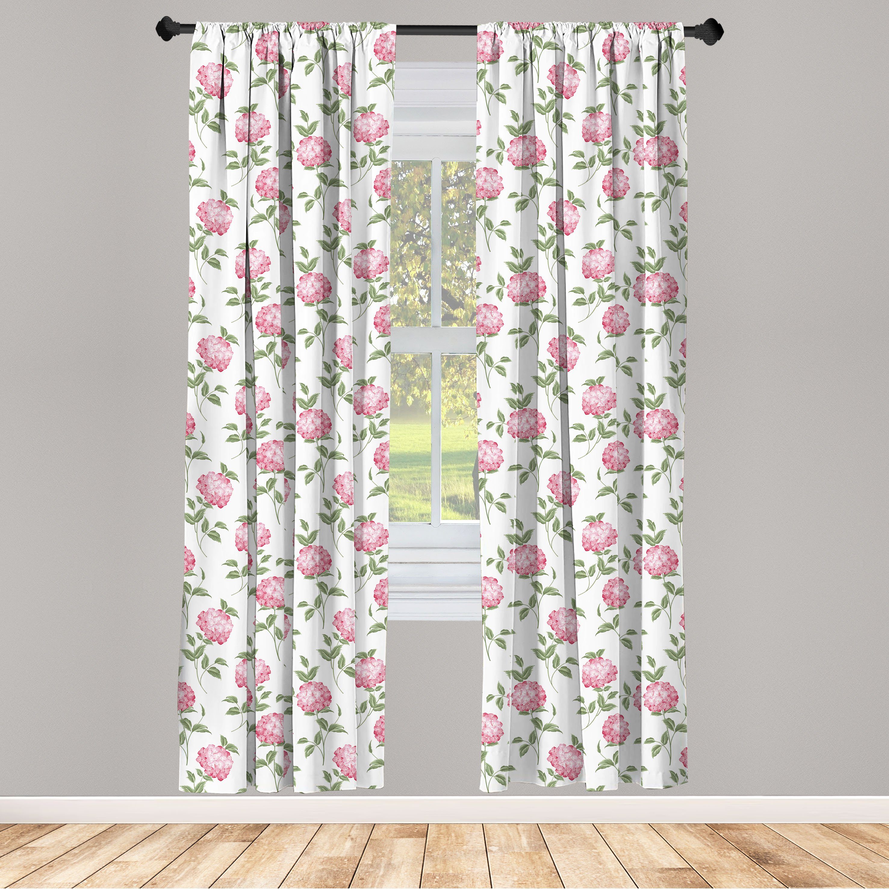Abakuhaus, Gardine Schlafzimmer Vorhang für Hydrangea Blume Simplistic Floral Microfaser, Dekor, Wohnzimmer