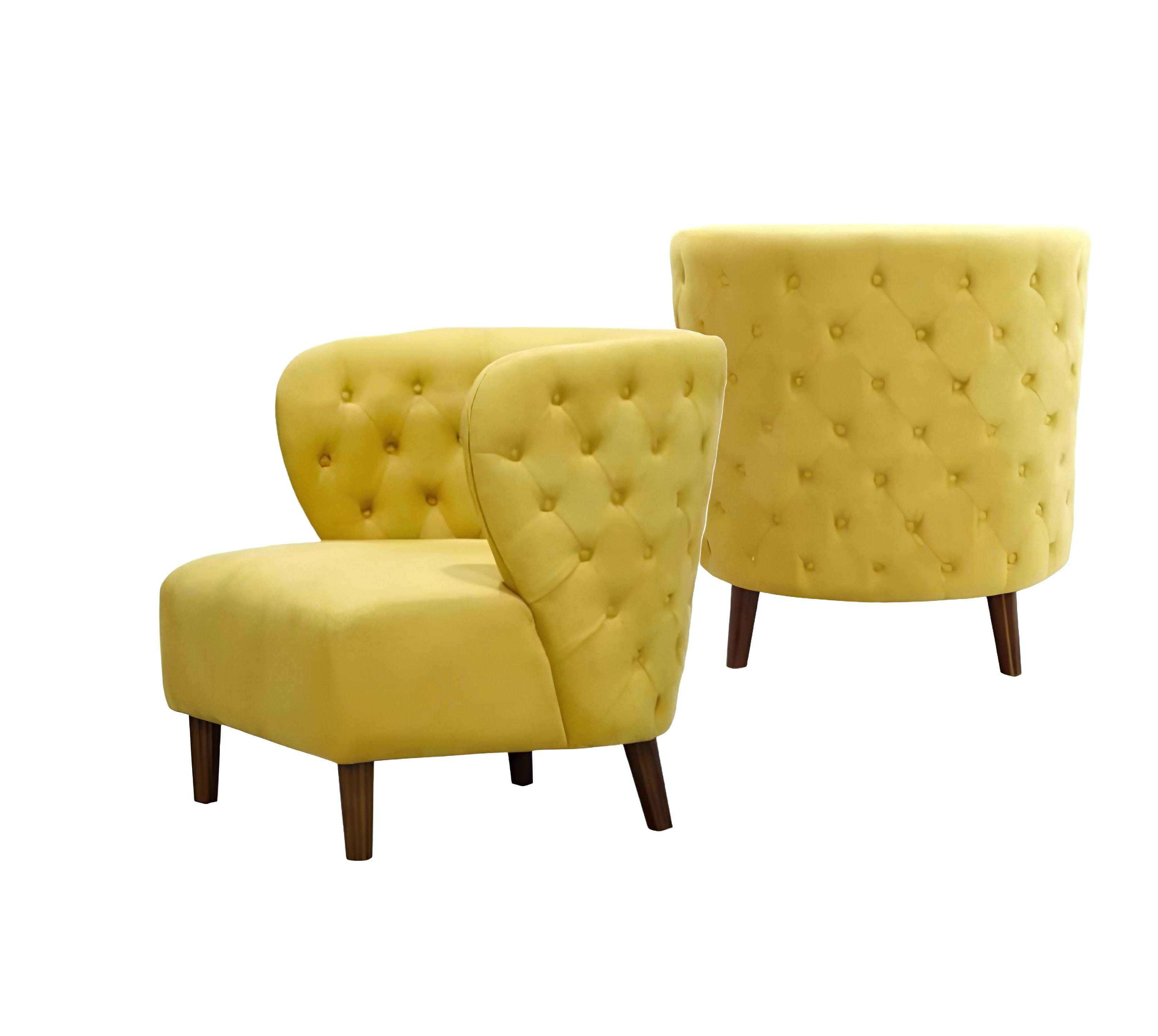 Xlmoebel Sessel Gelber Chesterfield Sessel aus Textil mit elegantem Design (1-St., Sessel), Hergestellt in Europa