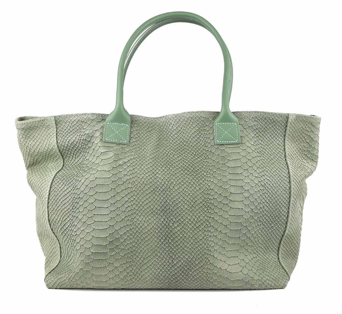 Shopper Made in Italy Damen Leder Tasche Schlange Prägung Tote Bag Handtasche