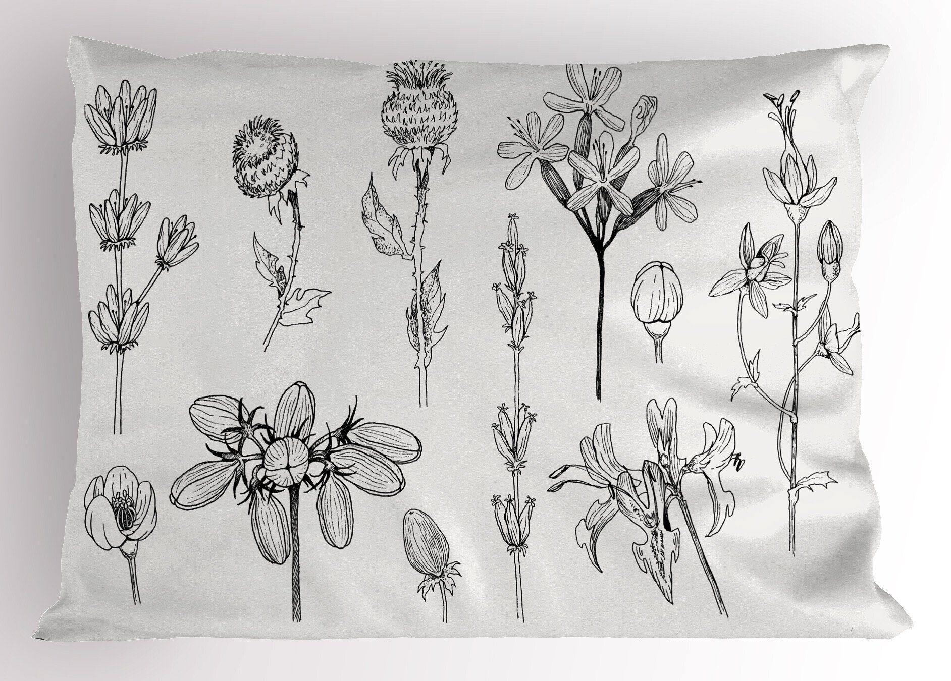 Kissenbezüge Dekorativer Skizzieren Zufällige Vintage-Plantage Size Queen Gedruckter (1 Abakuhaus Kopfkissenbezug, Stück)