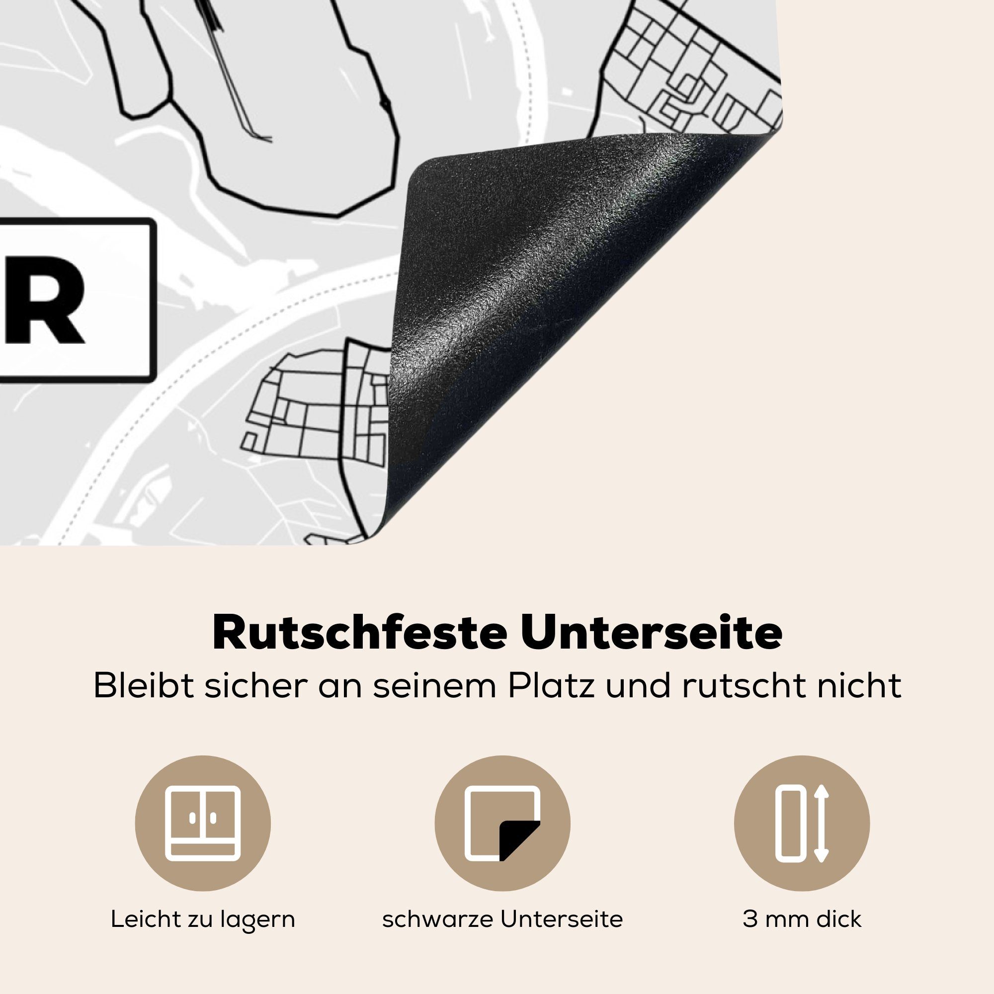 78x78 - Vinyl, küche Stadtplan (1 - Karte, tlg), Ceranfeldabdeckung, MuchoWow cm, Speyer für Arbeitsplatte Deutschland Herdblende-/Abdeckplatte -