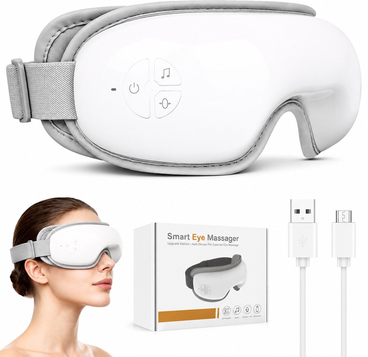 XEOOCE Gesichtspflege Augenmassagegerät mit Wärme, Bluetooth, Luftdruck & Vibration