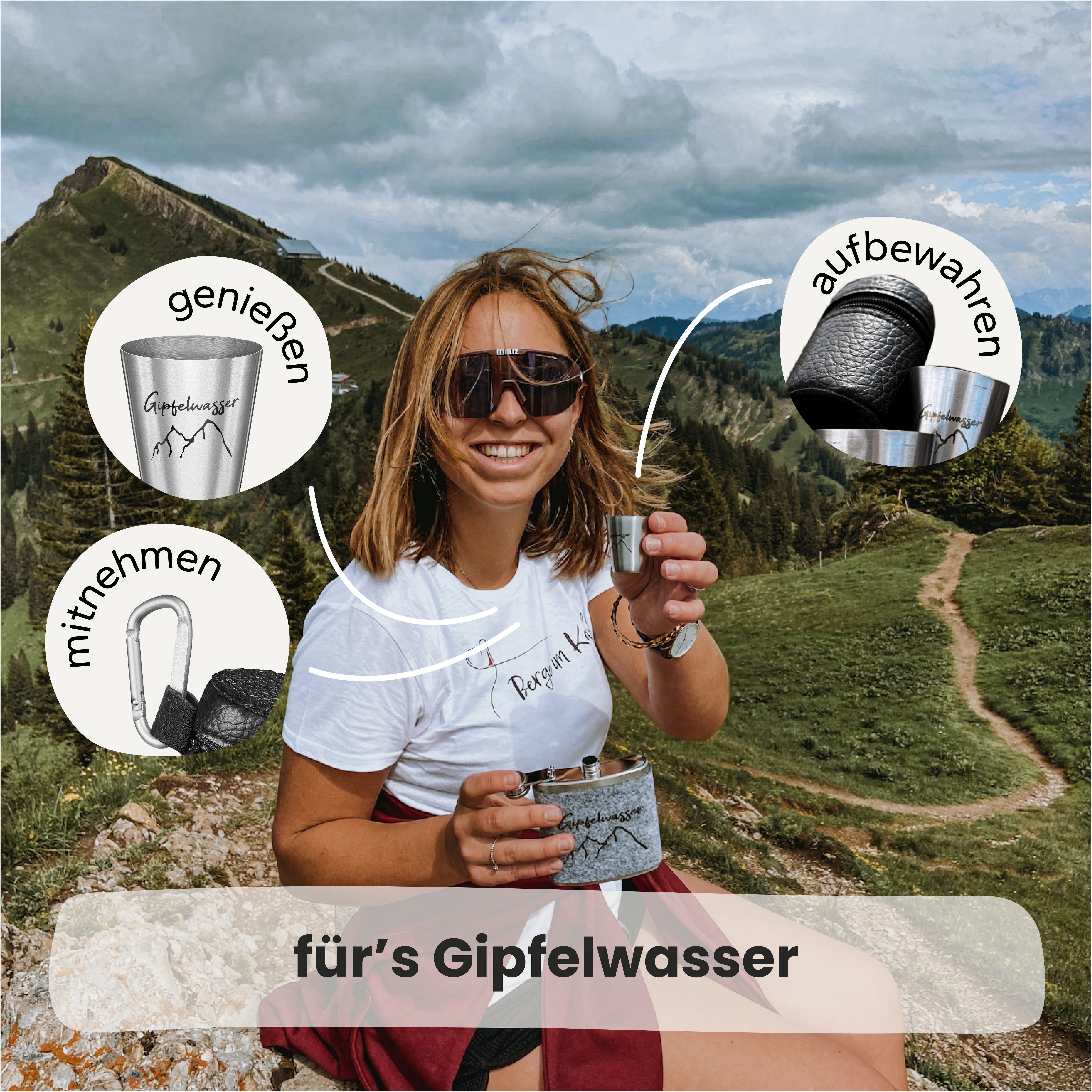 Gipfelgaudi Schnapsglas Gipfelwasser Stamperl
