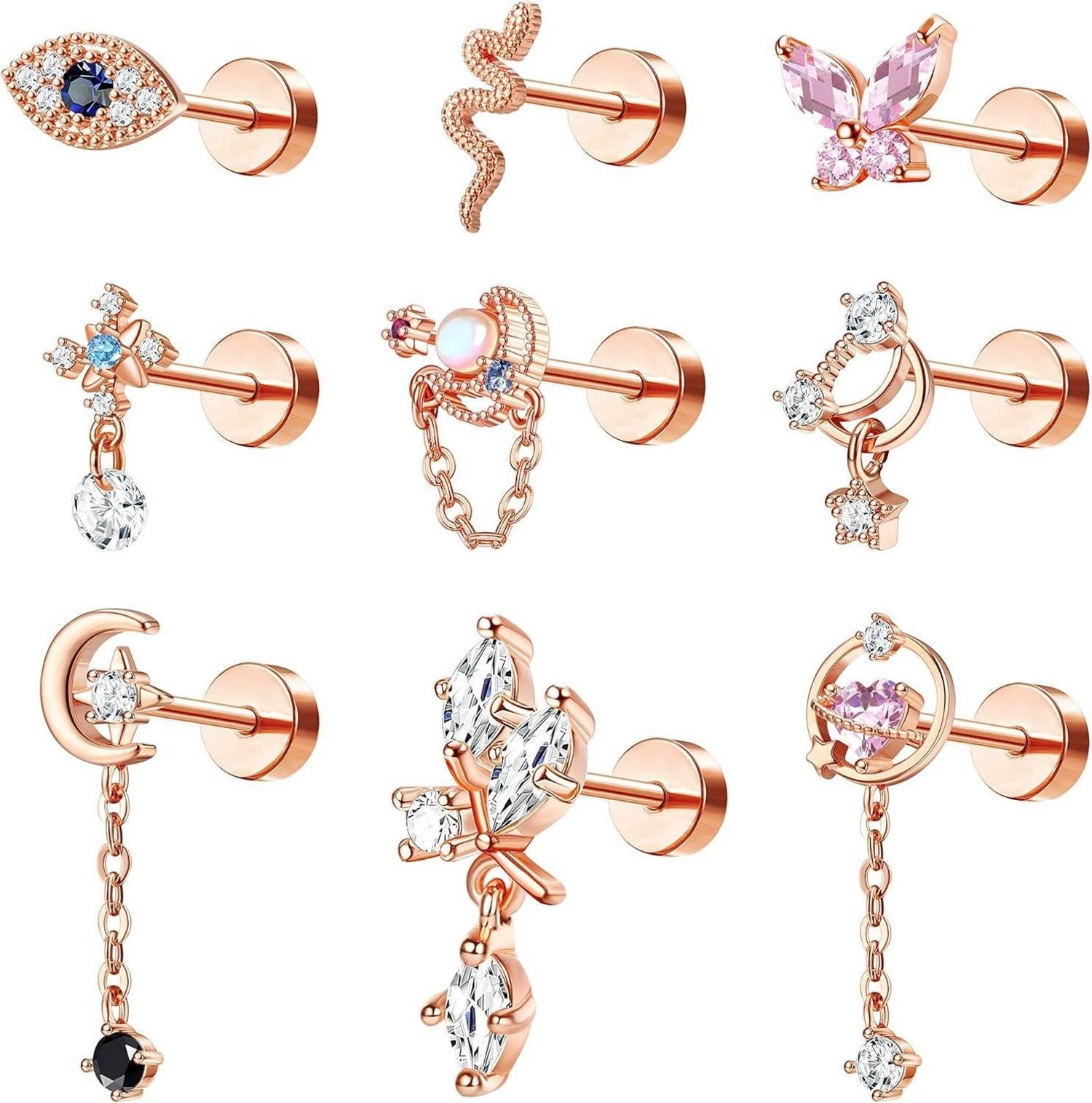 Kakonia Piercing-Set 9 Stück 16G Helix günstig online kaufen