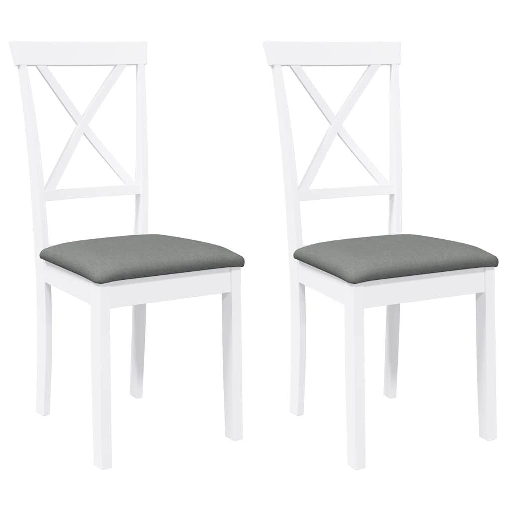 vidaXL Esszimmerstuhl Esszimmerstühle mit Kissen 2 Stk. Weiß Massivholz Gum günstig online kaufen
