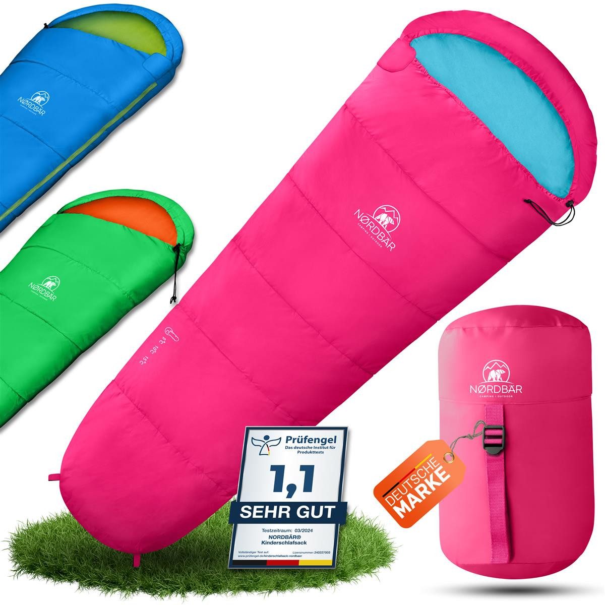 Nordbär Kinderschlafsack NORDBÄR® Kinder-Schlafsack 3-Jahreszeiten rosa günstig online kaufen