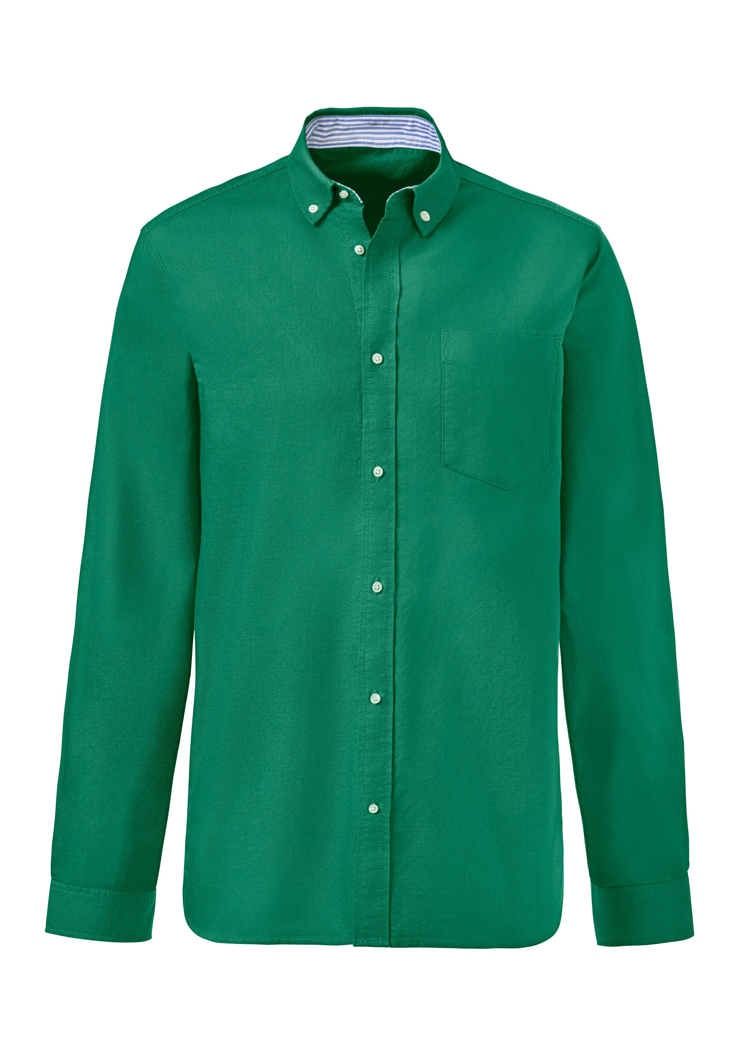 H.I.S Langarmhemd aus reiner Baumwolle, Regular-fit Button-down-Kragen mit gestreiftem Innenkragen – Bild 2 von 5