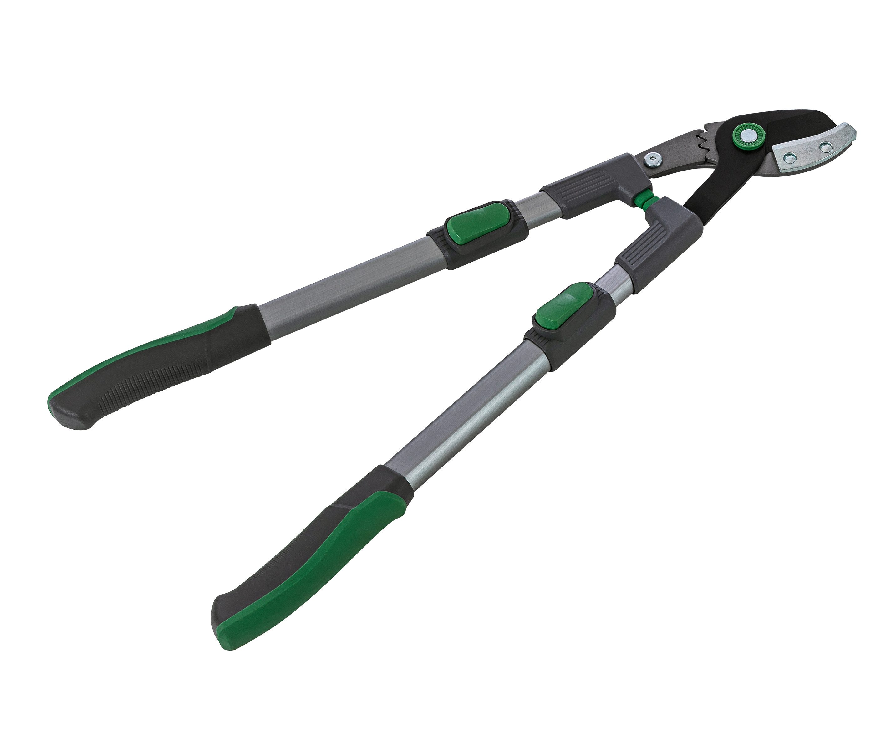 Dehner Gartenschere Getriebeastschere Comfort, Aststärke 38 mm, Kohlenstoffstahl, antihaftbeschichteter und teleskopierbarer Astschneider