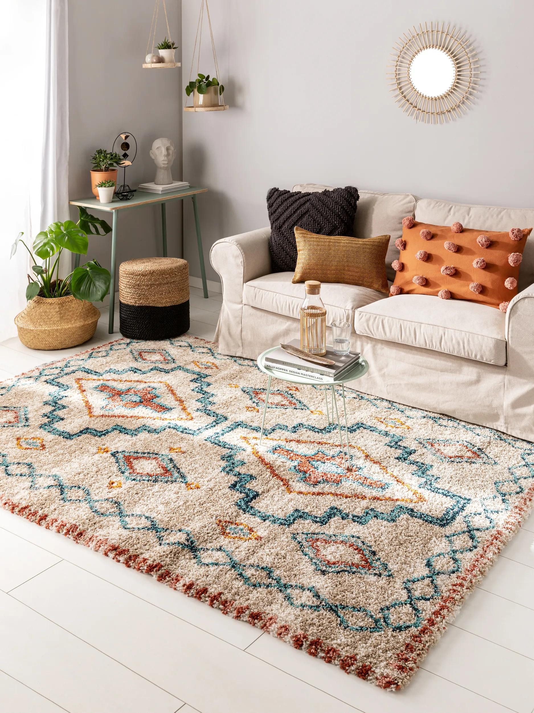 benuta Hochflor-Teppich Gobi, rechteckig, Höhe: 21 mm, Teppich Wohnzimmer, Schlafzimmer, Esszimmer, Flur, Kunstfaser, Cozy