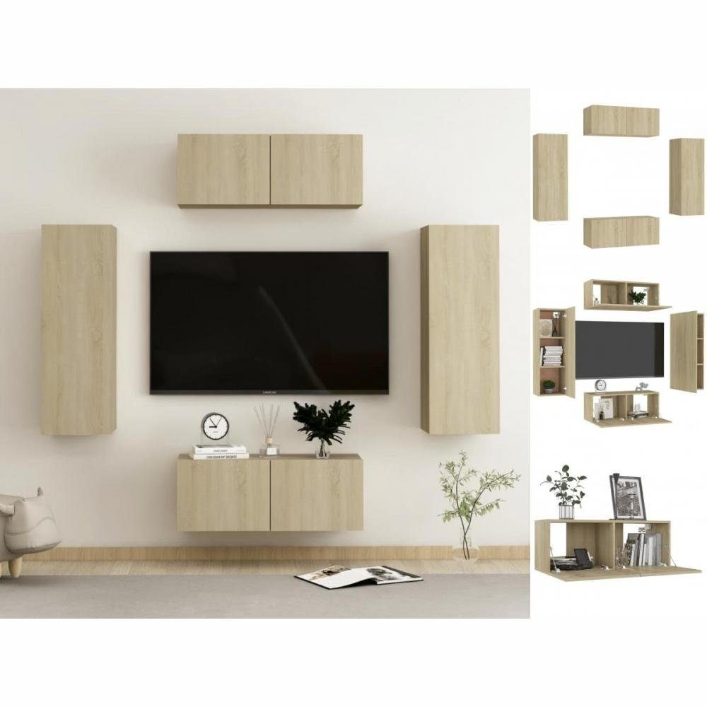 vidaXL Kleiderschrank 4-tlg TV-Schrank-Set Sonoma-Eiche Spanplatte | Kleiderschränke