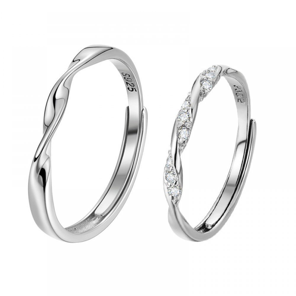 Invanter Silberring Paar Ring mit kleinem Design, fortgeschrittener offener Ring (1-tlg), inkl Geschenkbox
