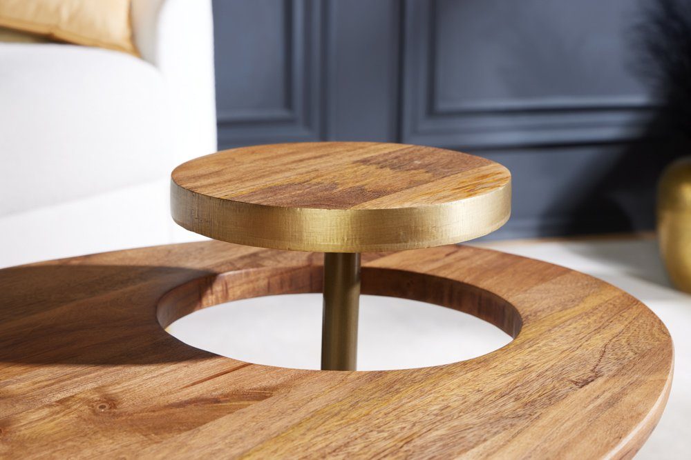 riess-ambiente Couchtisch GATSBY 110cm braun / gold (Set, 2-St), Wohnzimmer · oval · Massivholz · Metall · Beistelltisch · Retro Design – Bild 4 von 5