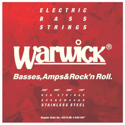 Warwick Saiten, (Bass Saiten,4er,40-100,Red Stainless Steel), Bass Saiten,4er,40-100,Red Stainless Steel - Saitensatz für 4-Saiter