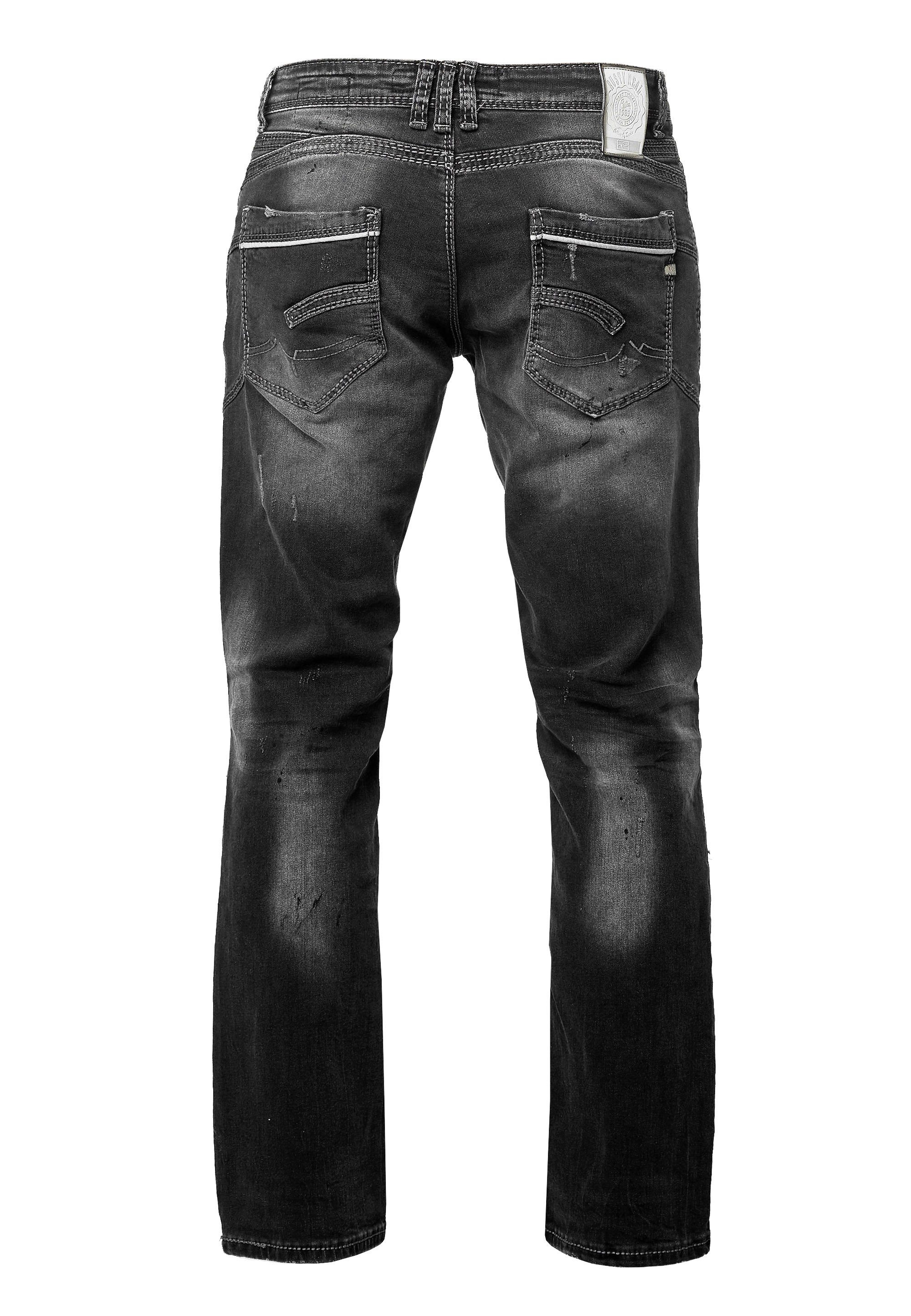Rusty Neal Straight-Jeans bequemen Straight Fit-Schnitt im