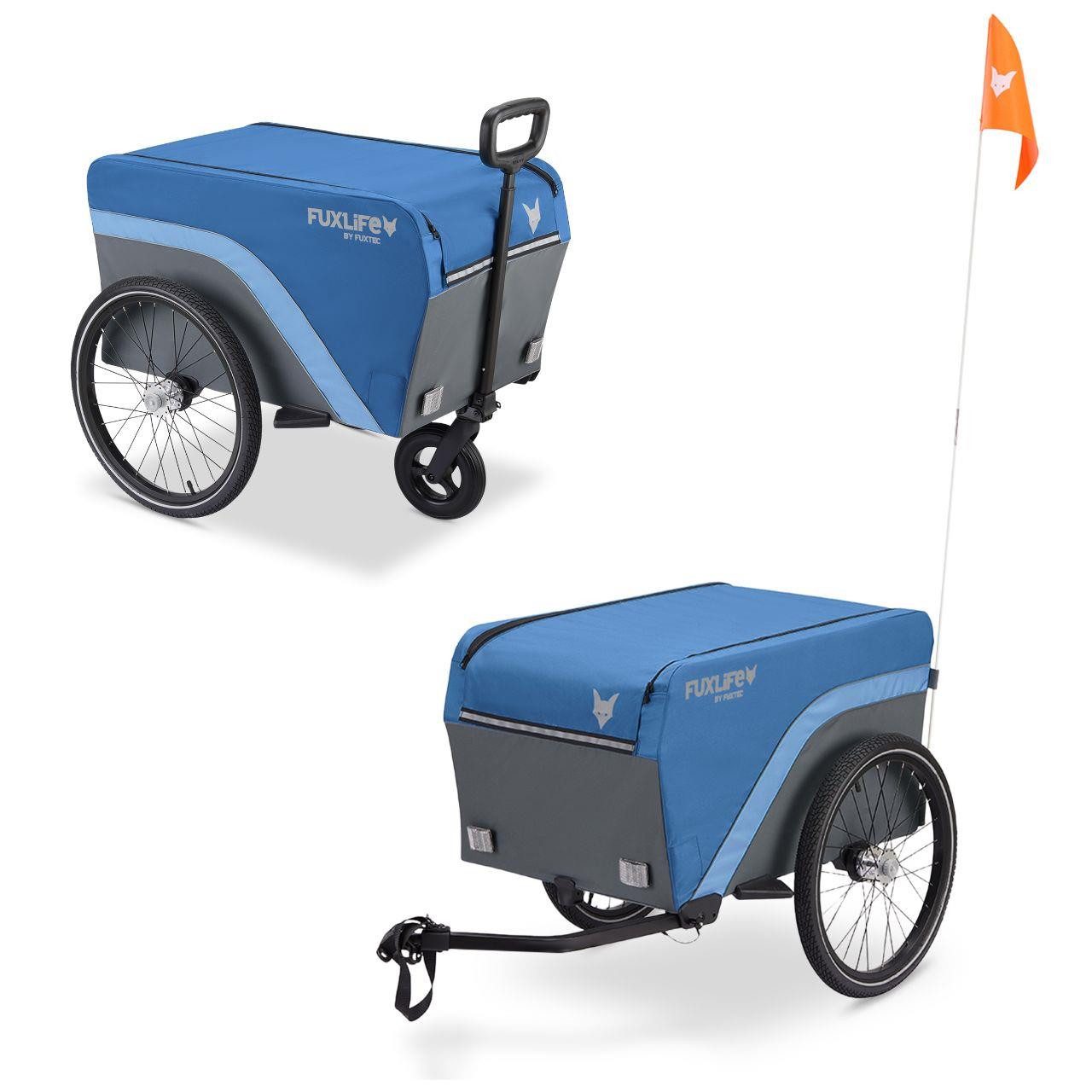 FUXLIFE Fahrradlastenanhänger FX-LA120, 2in1 Nutzung, 120 L Volumen, 47,8 kg Zuladung
