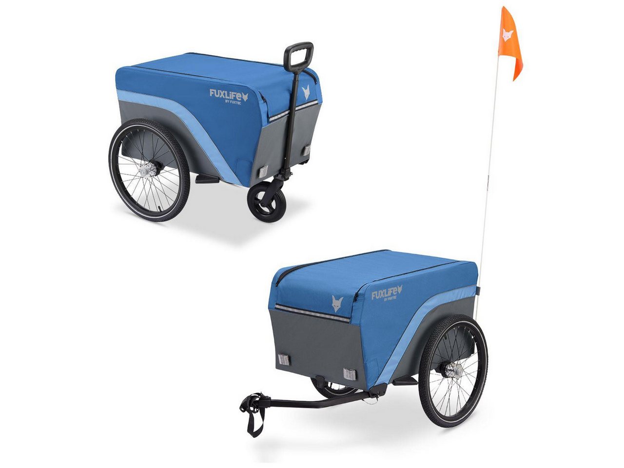 FUXLIFE Fahrradlastenanhänger FX-LA120, 2in1 Nutzung, 120 L Volumen, 47,8 kg Zuladung