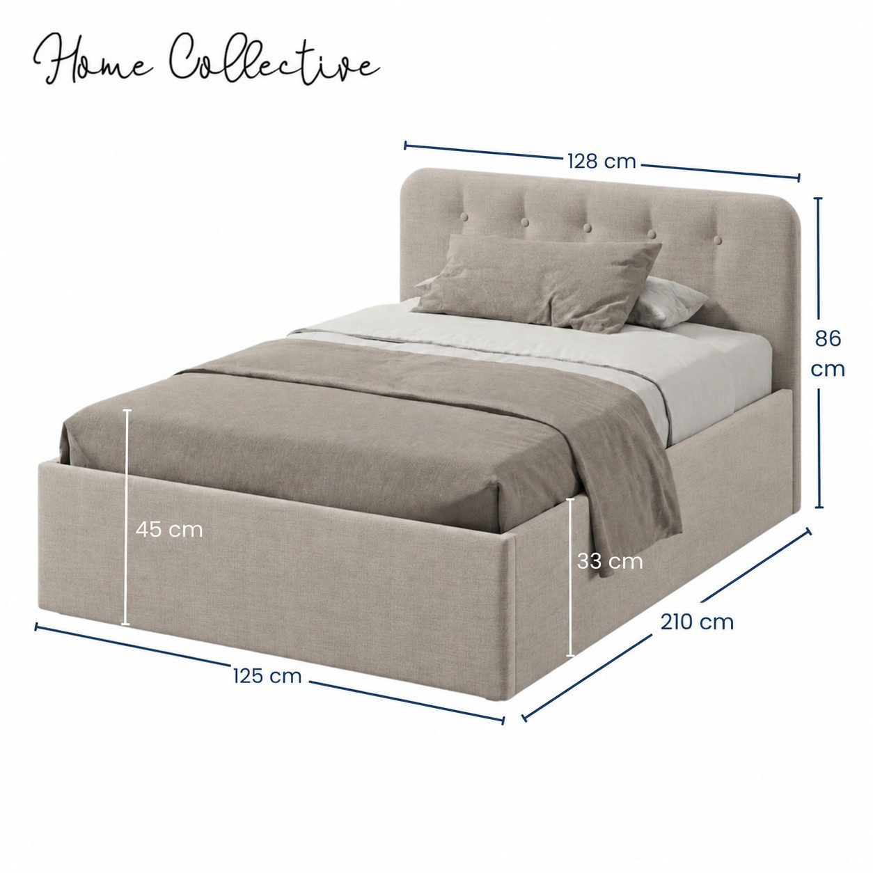 Home Collective Polsterbett Bett mit Stauraum, verstellbarem Lattenrost, viele Größen (Größen: 100x200 120x200 140x200 160x200 180x200 200x200, hochwertiger Str – Bild 3 von 5
