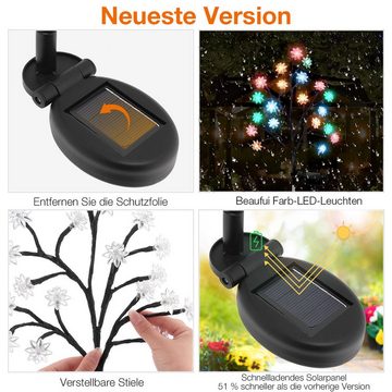 LETGOSPT LED Solarleuchte Solarlampen für Außen Garten, Solarleuchten für Außen Winterfest, LED fest integriert, Bunt, Blumen Farbwechsel 40LED, für Weihnachtsdeko, Halloween deko outdoor