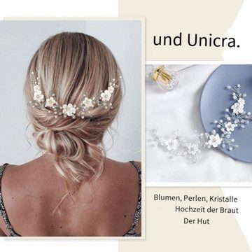 Truyuety Diadem Hochzeit Blume Haar Rebe Perle Stirnband Braut Blatt Kopfschmuck Braut (1-tlg)