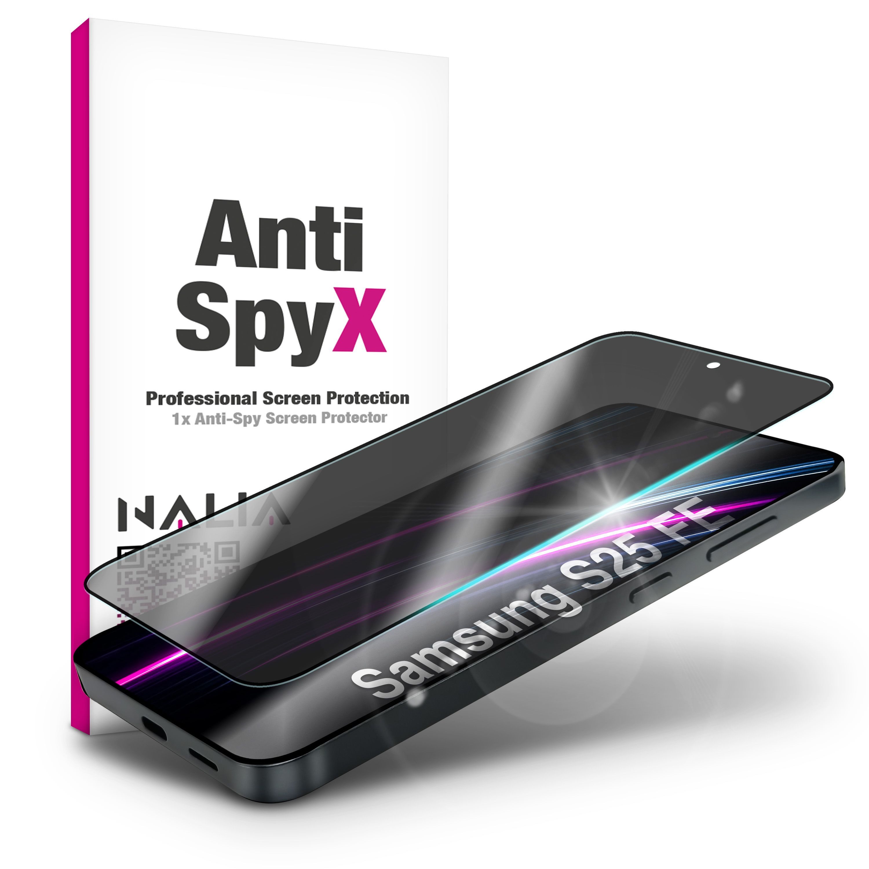 Nalia Schutzfolie Samsung Galaxy S25 FE, Anti-Spy Privacy Glas / 9H Display Schutzglas / Sicht- & Blickschutz